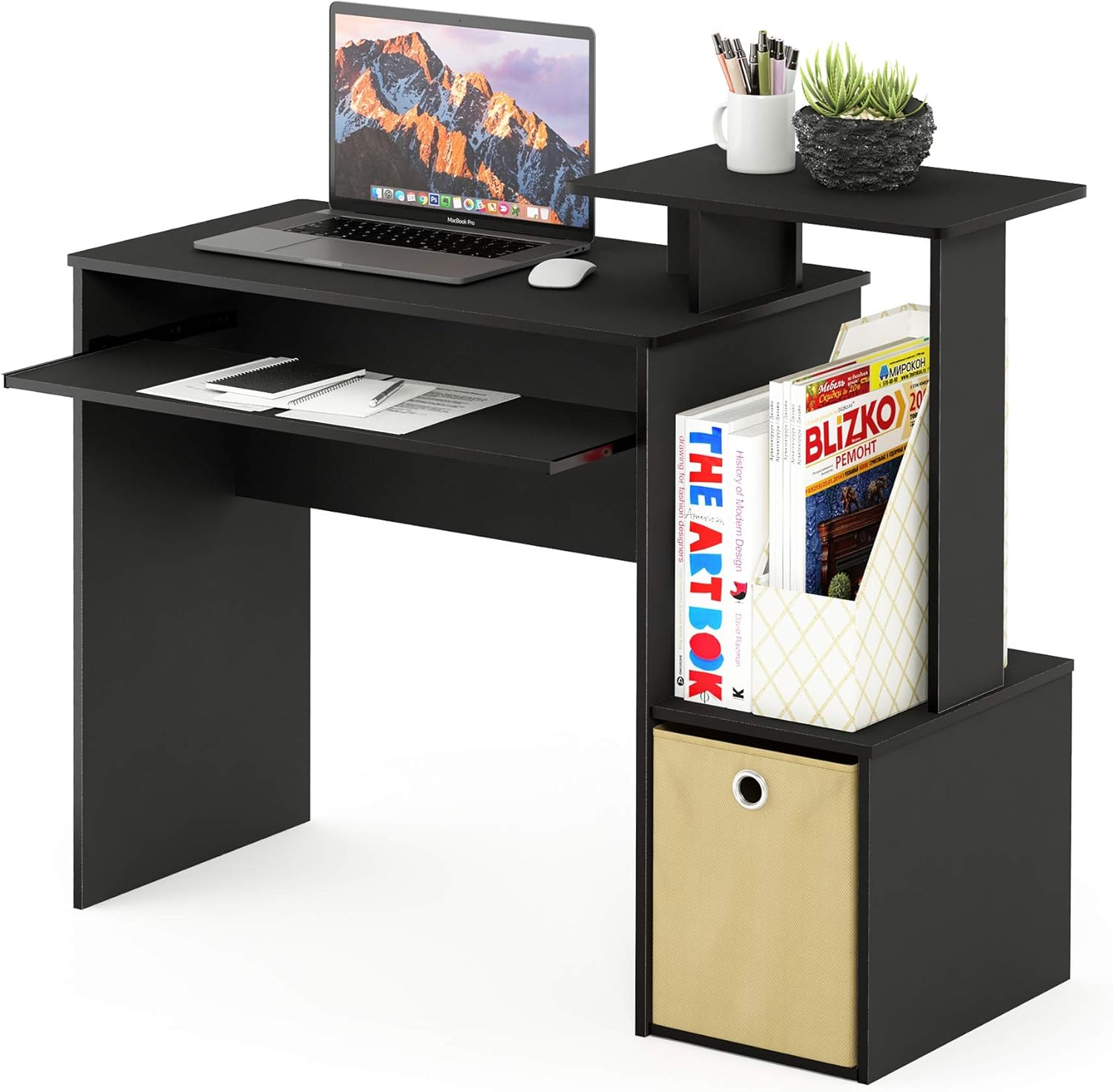 Furinno Secretária de computador preto/castanho