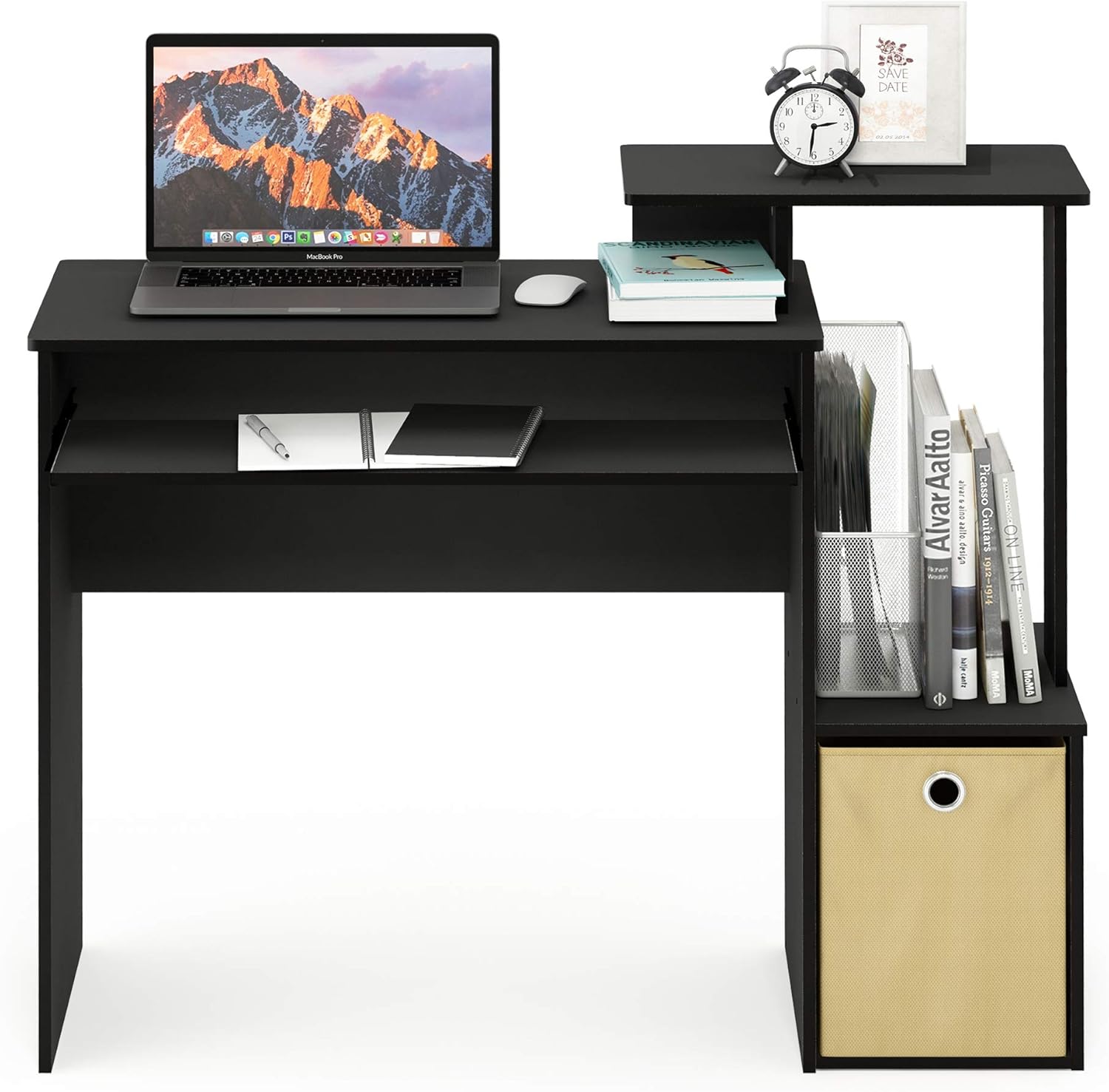 Furinno Secretária de computador preto/castanho