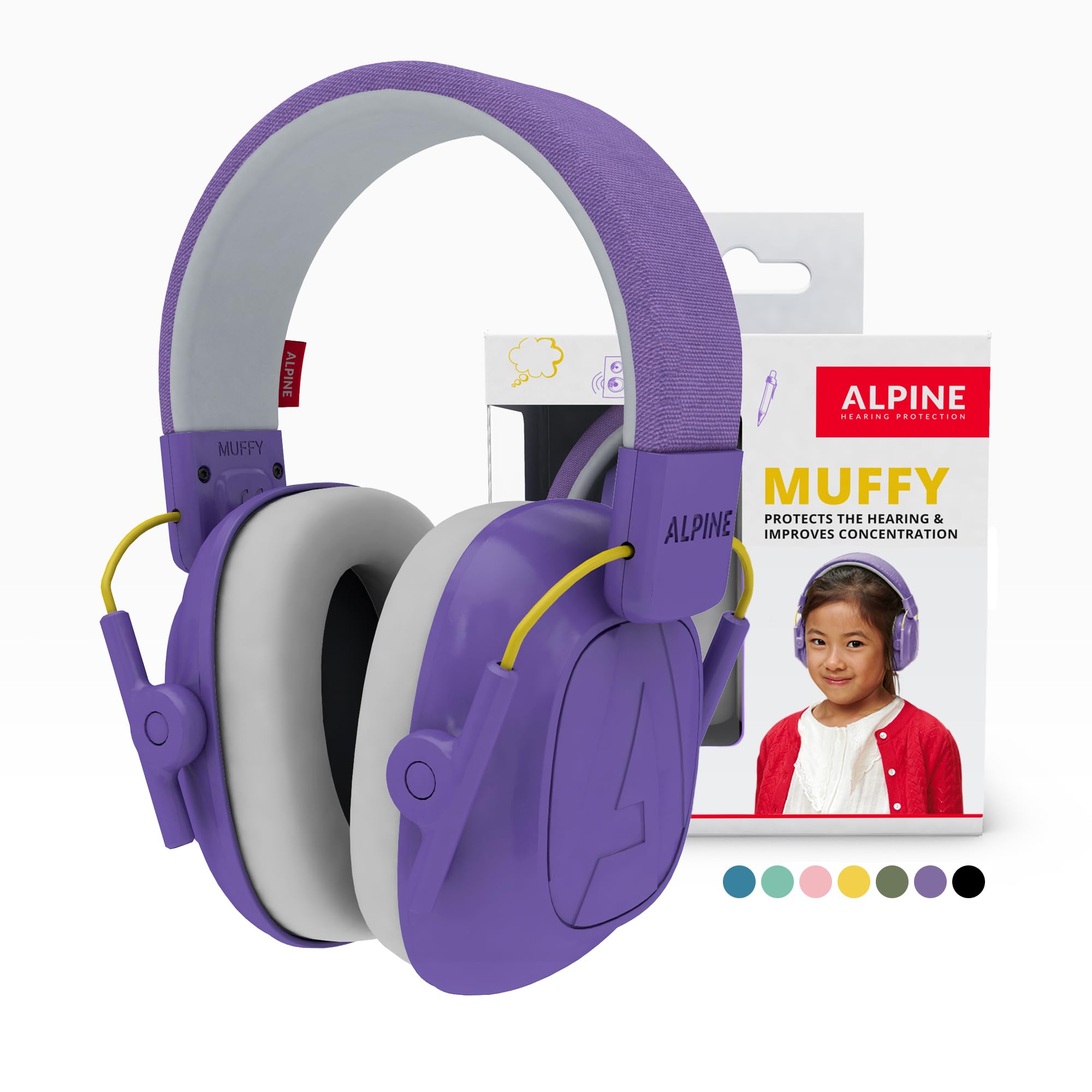 Alpine Muffy Protectores de Oído para Niños de 5 a 16 Años – Cascos Antirruido – Protección Auditiva Cómoda – Banda Ajustable – Rosa