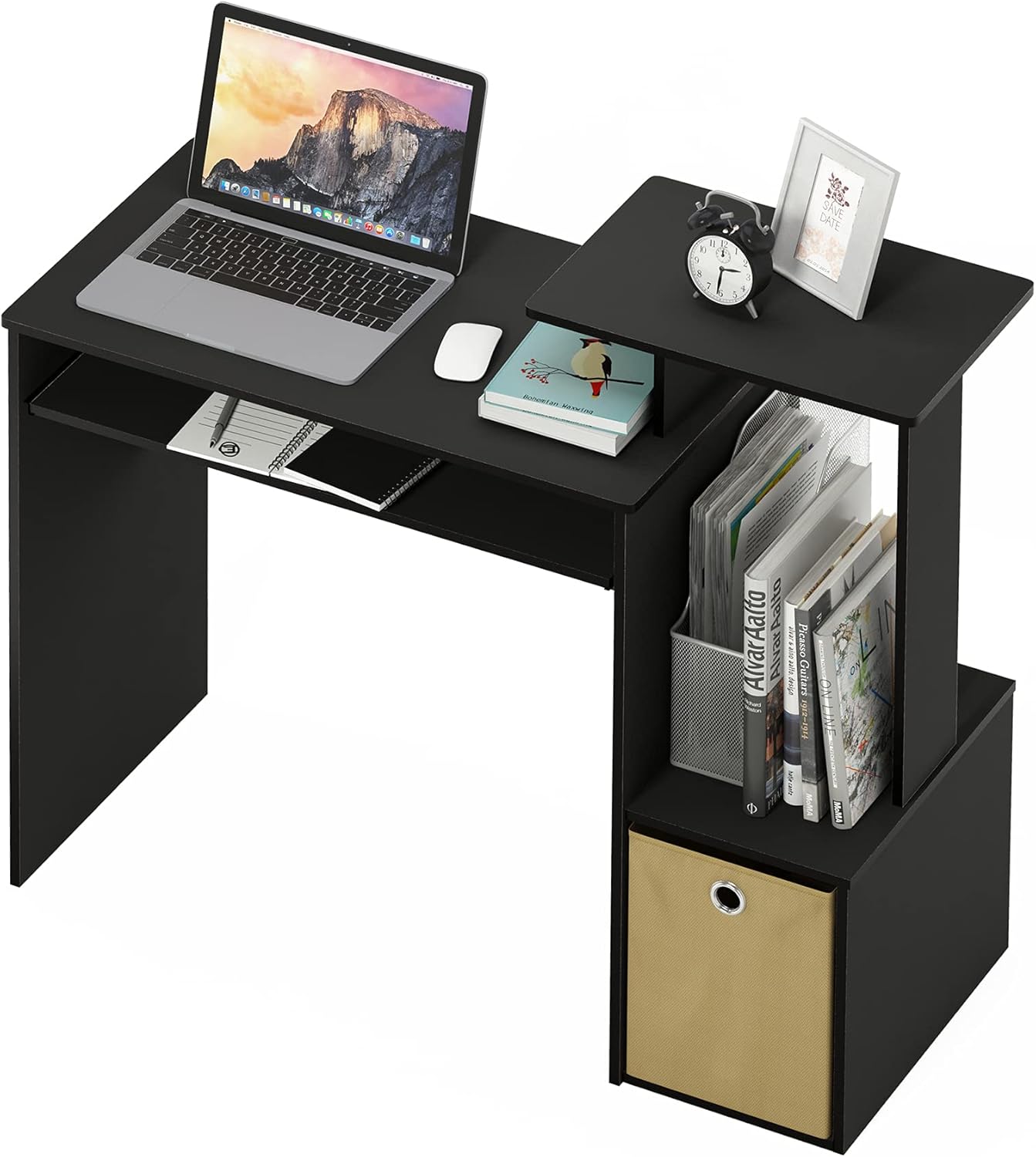 Furinno Secretária de computador preto/castanho