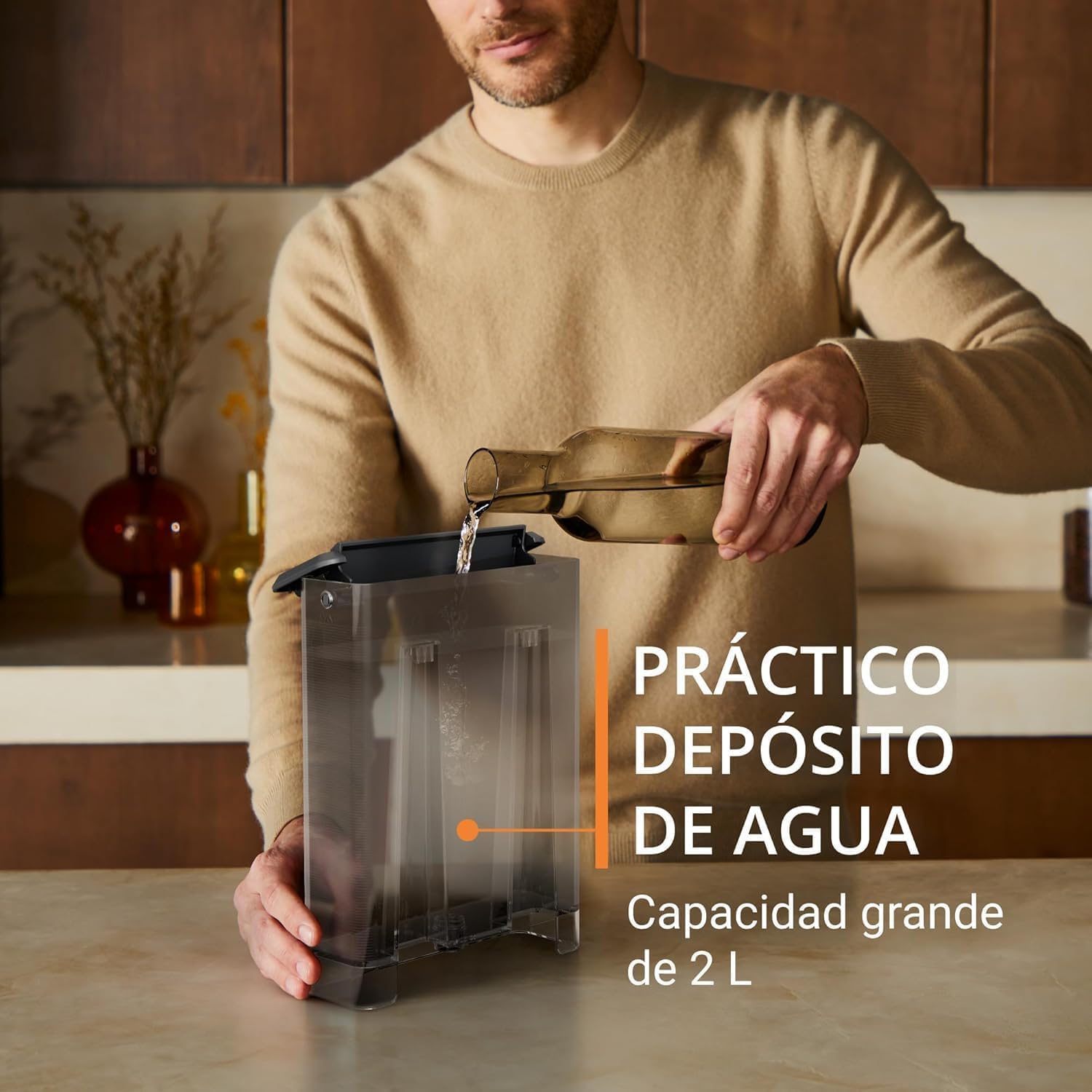 Krups Cafeteira expresso manual, autêntico, 15 barras de pressão, espumador de leite, ajuste manual, colher de medição e compactador, depósito de 2 l de capacidade, Inox, XP381B