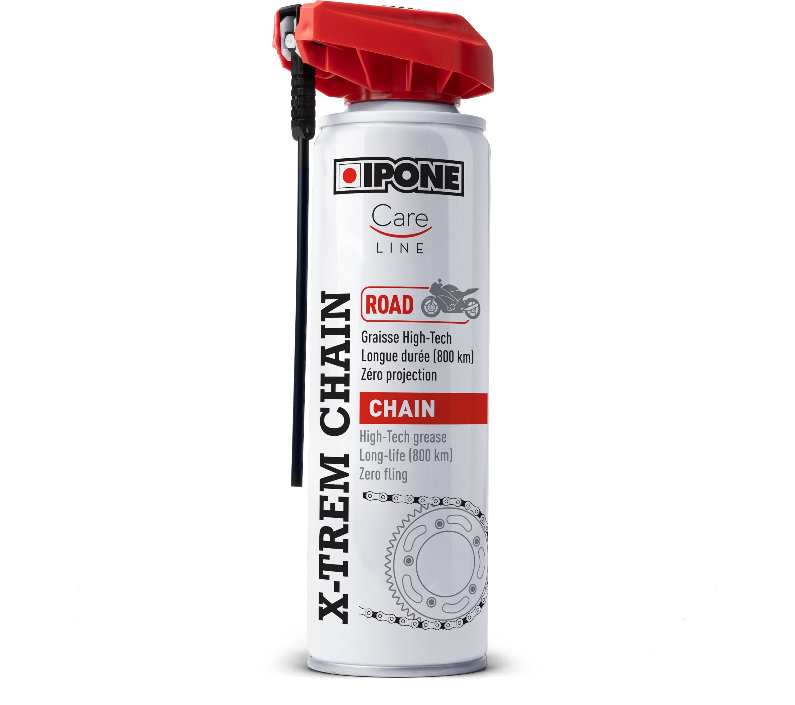 IPONE - Graxa para correntes de motos de estrada X-Trem Chain Road - Longa duração 800 km - Pulverização precisa sem salpicos - Spray com difusor multiposição 250 ml