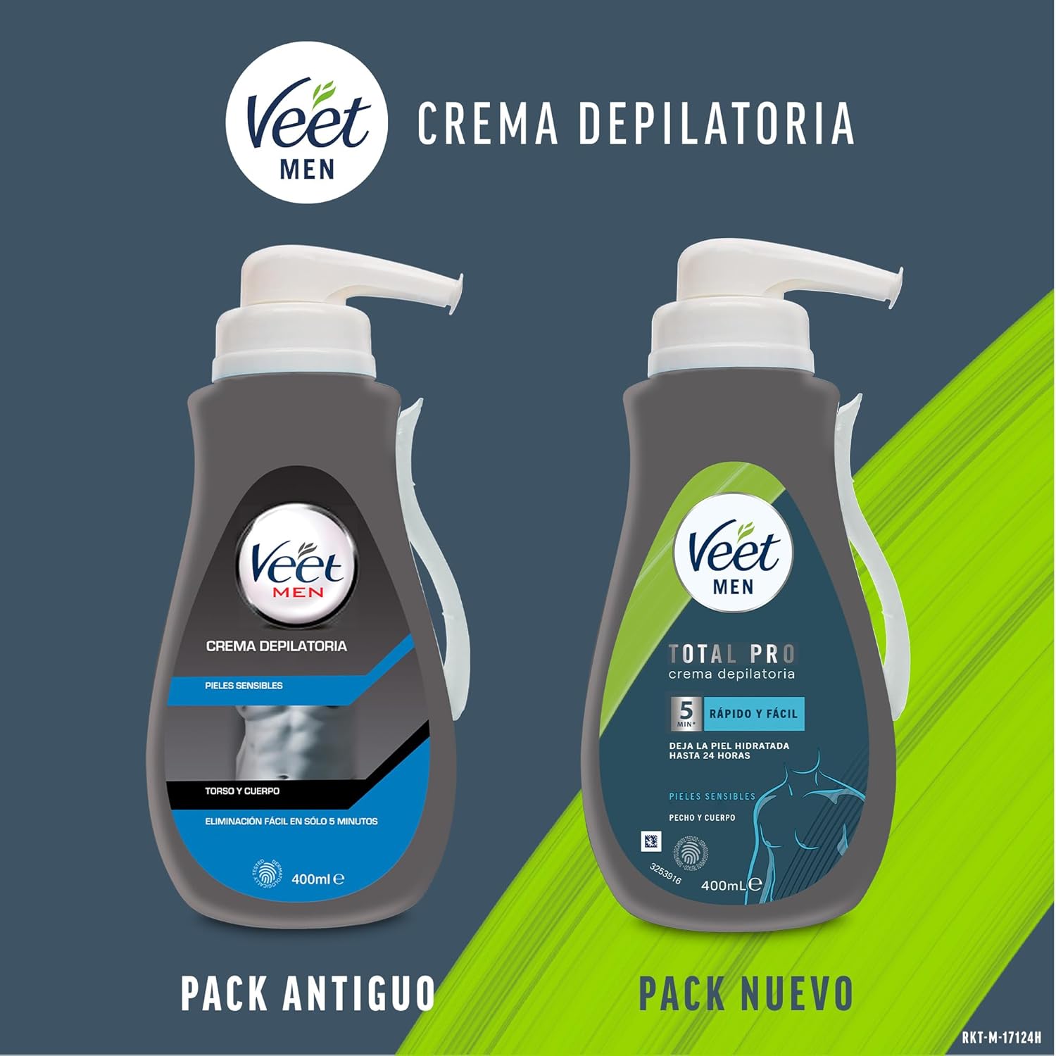 VEET Men Creme depilatório com doseador para peles sensíveis, 400 ml