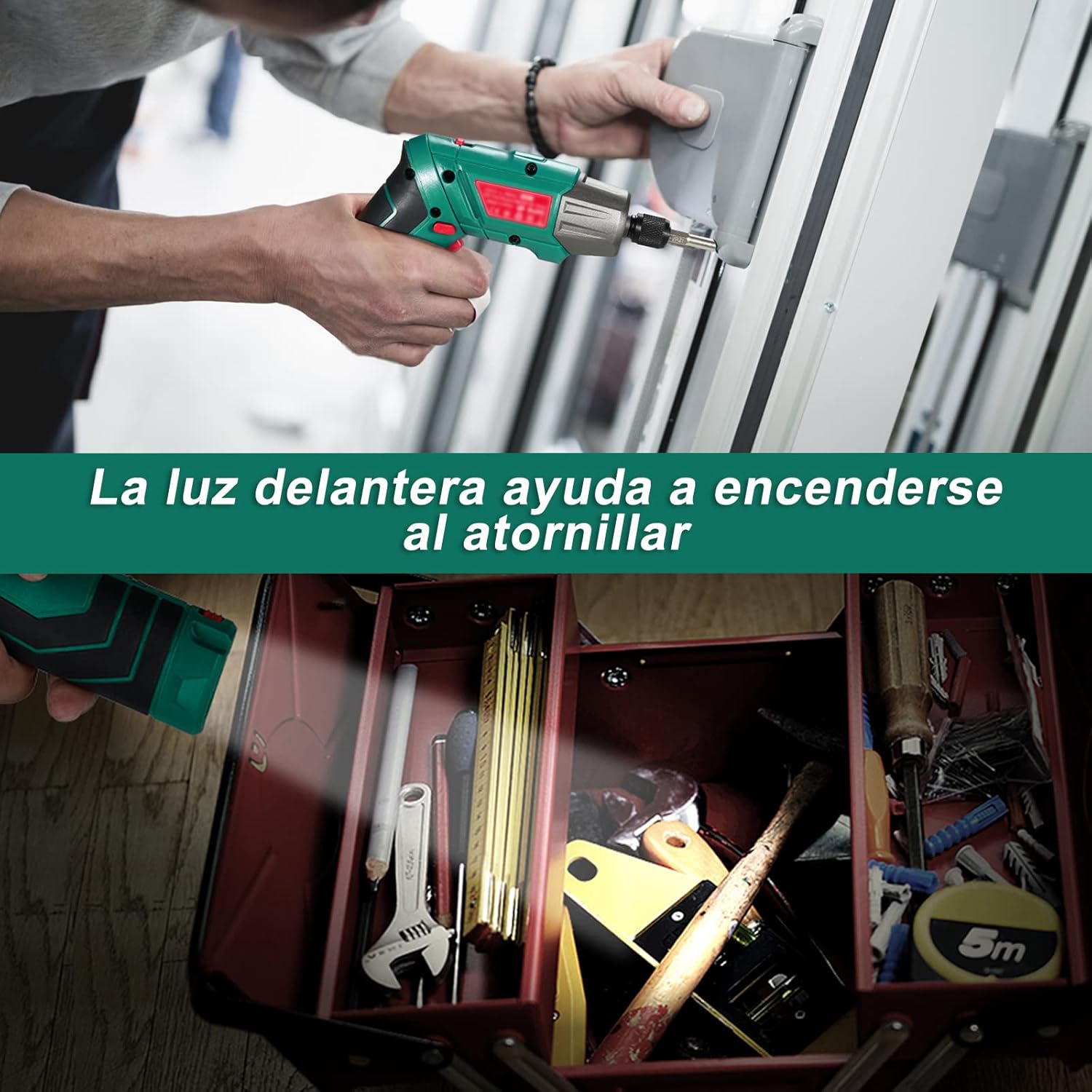 HYCHIKA Aparafusador elétrico de 6 N.m., chave de fendas sem fios (máximo torque de 6 N.m, 3,6 V, 2,0 Ah) lanterna de luz LED, chave dentada, carregador com cabo USB, 36 acessórios e estojo portátil