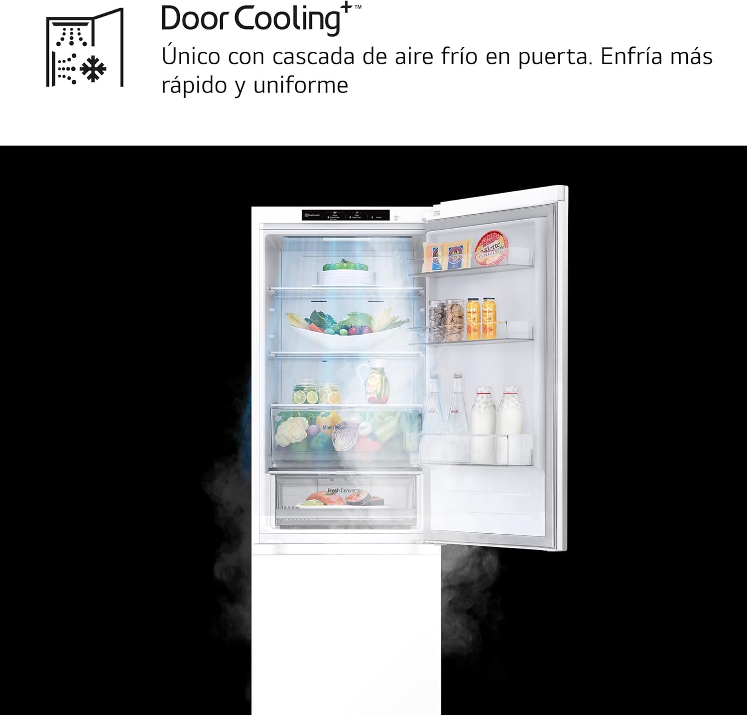 LG GBV3100DSW - Friforífico Combi Door Cooling+, 1.86m, Total No Frost, Clasificación D, Capacidad de 374l, Serie 300, Blanco