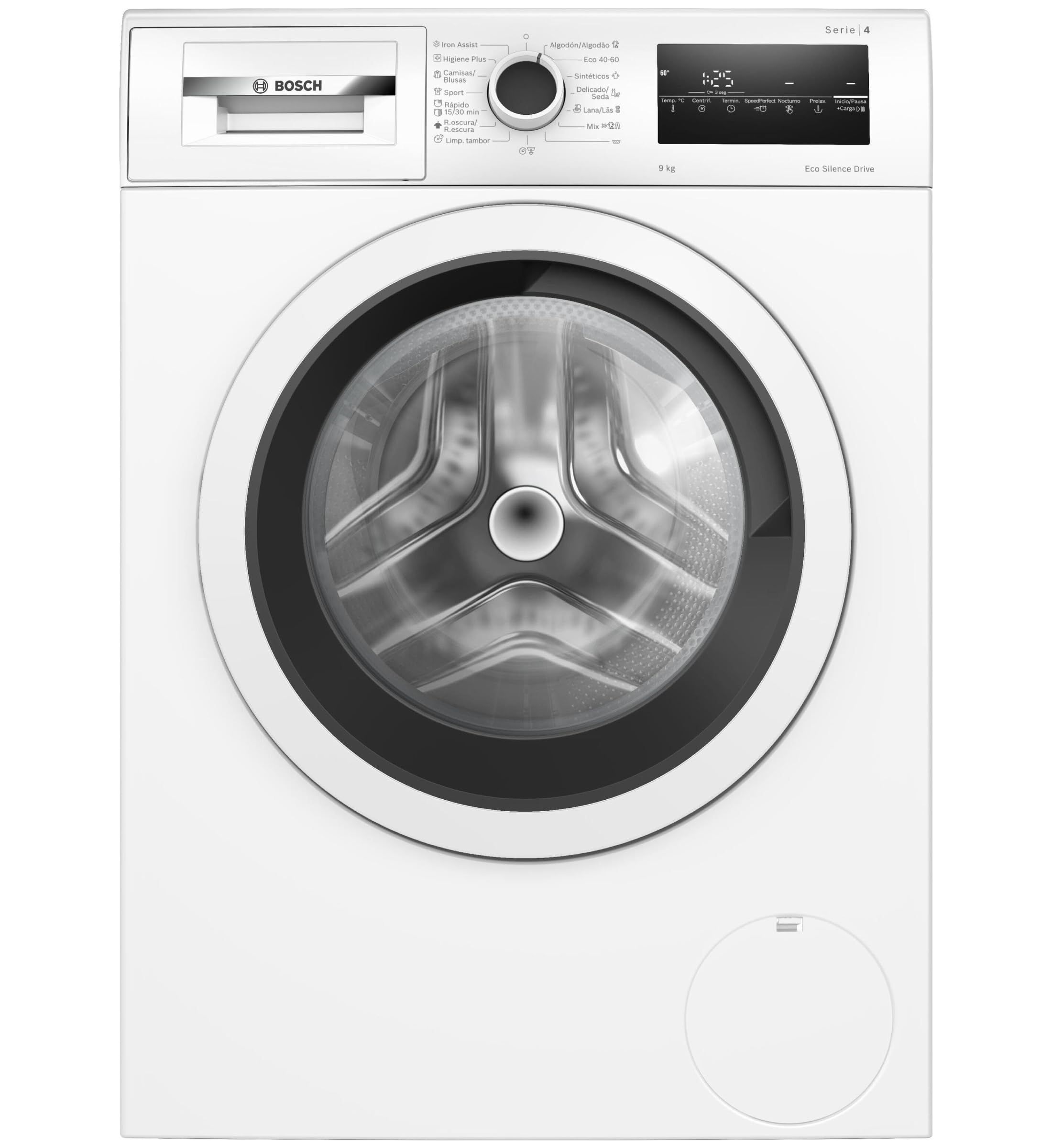 Bosch - Máquina de lavar livre instalação, 8 kg, 1200 RPM, série 4, função pausa carregamento, Iron Assist, Motor EcoSilence, branco, WAN24272ES