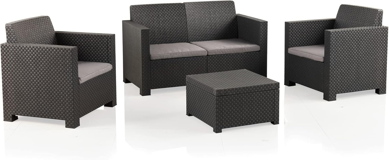 SHAF EVO, Conjunto de mesa, sofá de 2 lugares e 2 cadeirões, antracite