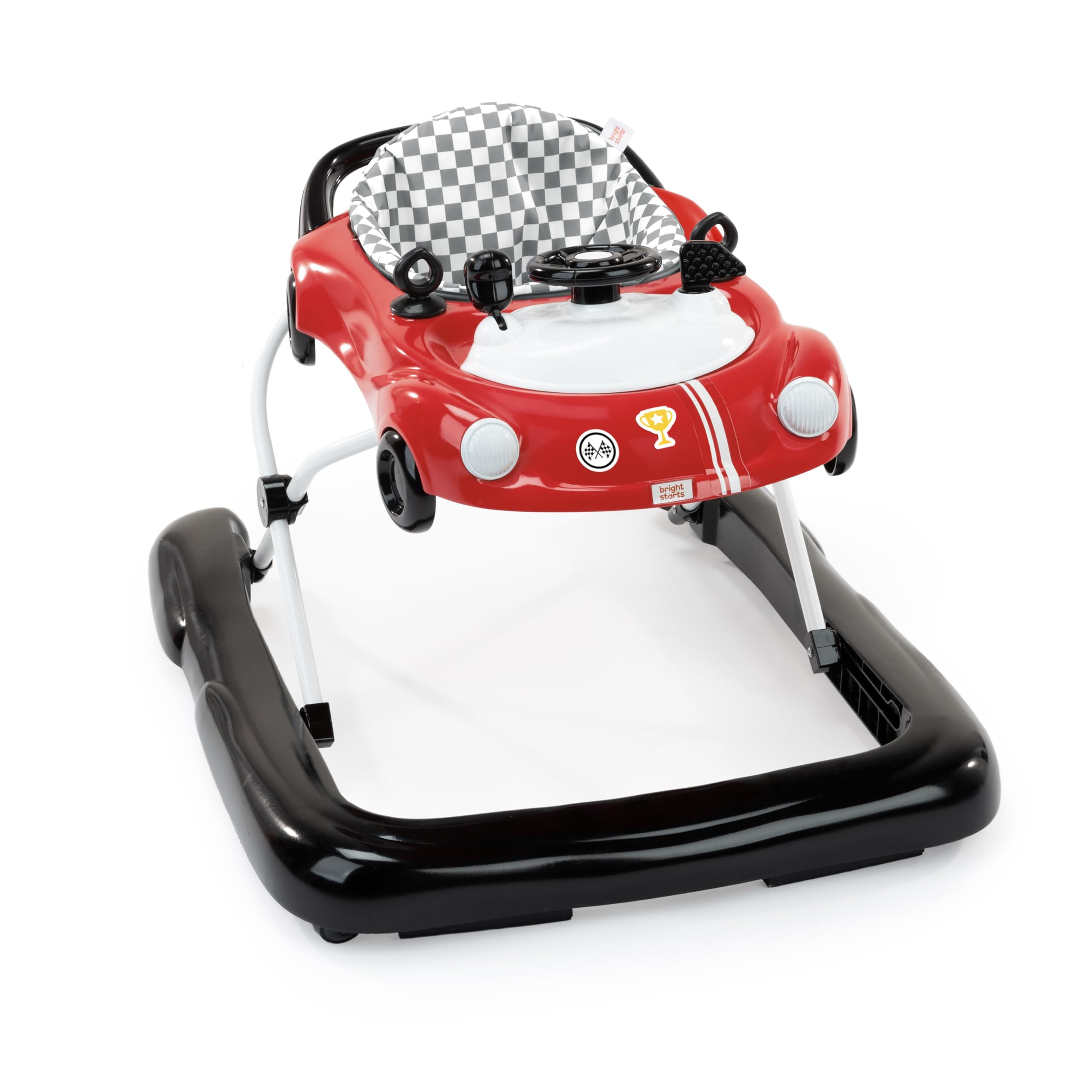 Bright Starts, Andador de primeiros passos dobrável para bebés Giggling Safari, brinquedo ábaco divertido e colorido, altura ajustável, assento removível, lavável na máquina, a partir dos 6 meses