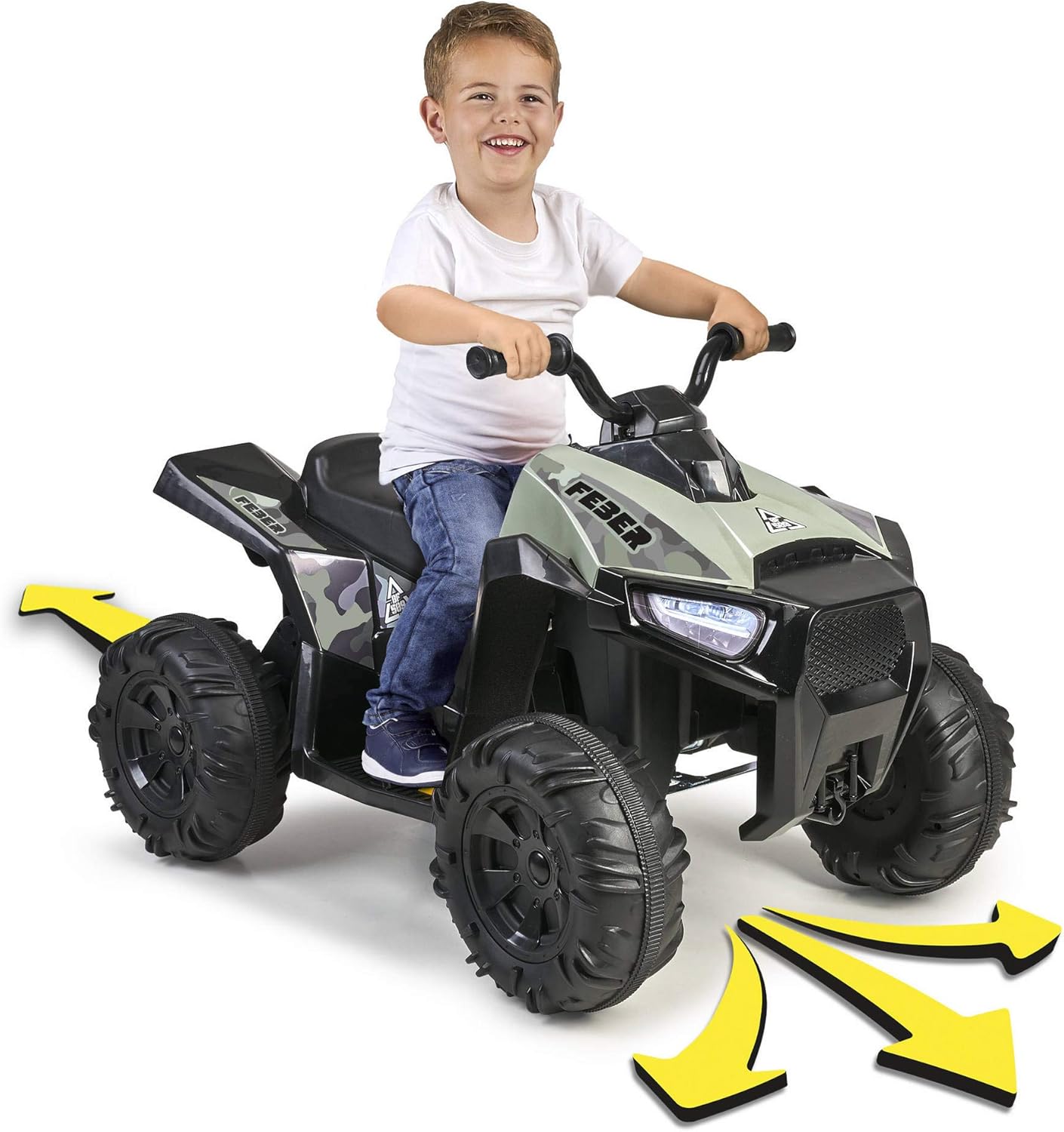 FEBER- Quad Boxer, Vehículo eléctrico a batería, 12 V, Verde (Famosa 800012541), Versión previa