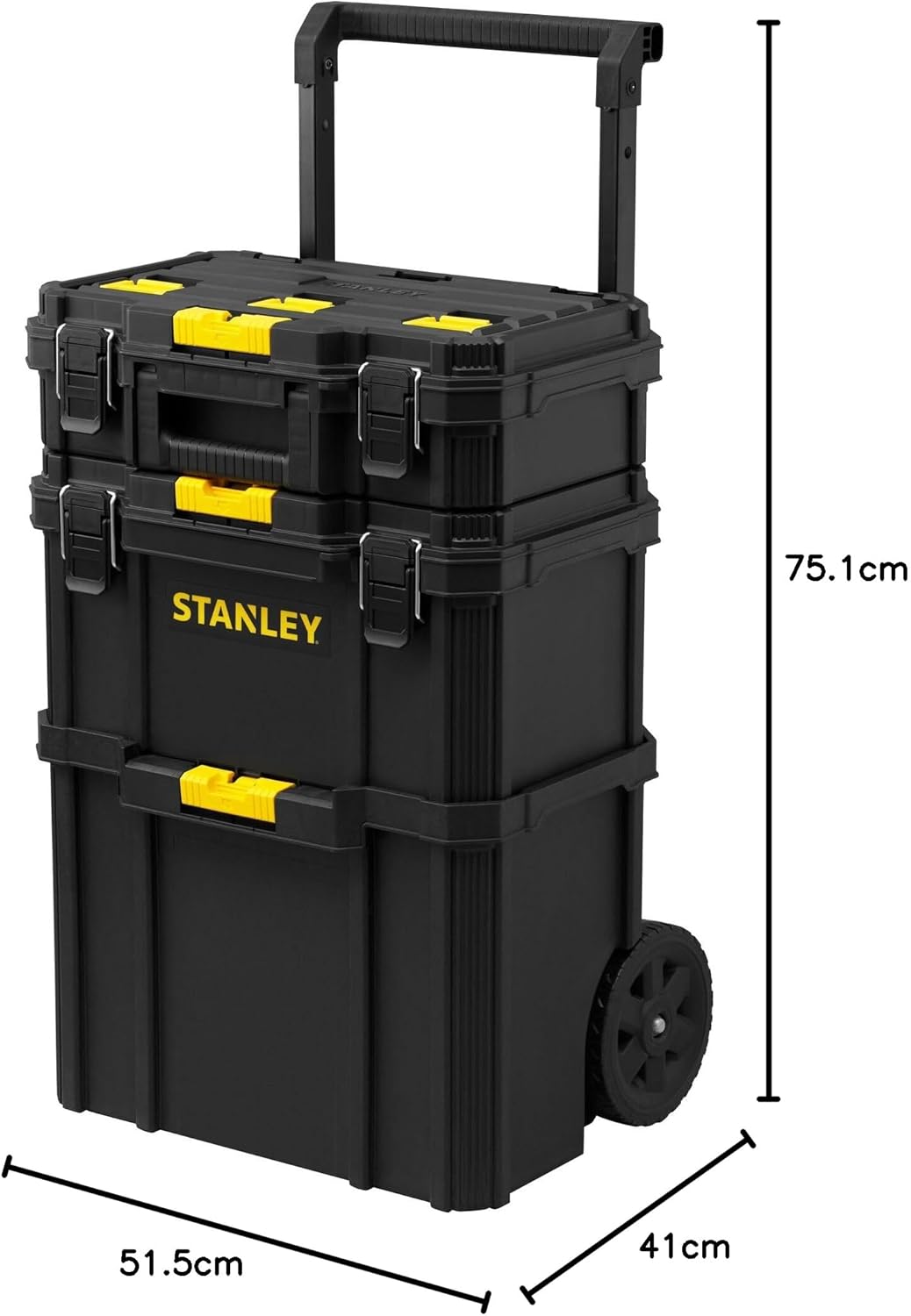 STANLEY Oficina móvel 3 em 1, compacta, porta-ferramentas integrado, 80 L de capacidade total, capacidade de carga de 45 kg, alça telescópica de 35 mm de largura, multicolorida, STST83319-1