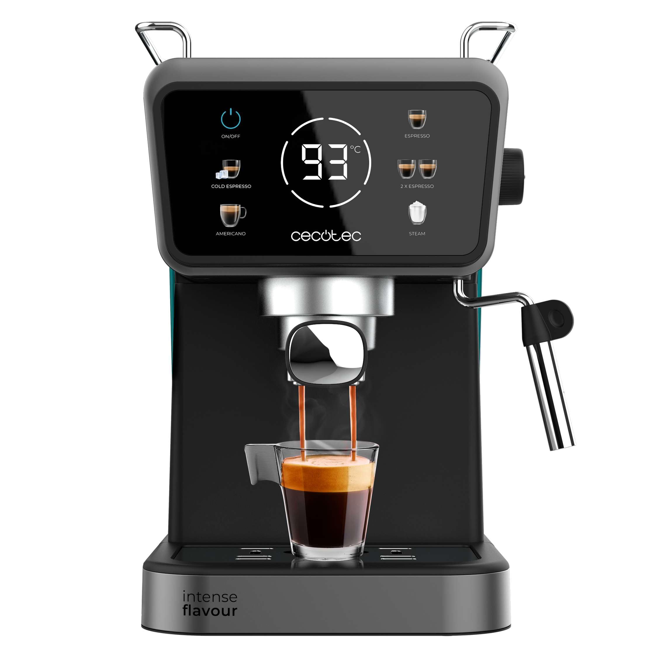 Cecotec Cafeteira Express manual Power Espresso 20 Essential. 850W, 20 bares, vaporizador orientável, braço de saída dupla, depósito de água 1,5 l, superfície de aquecimento, limpeza fácil