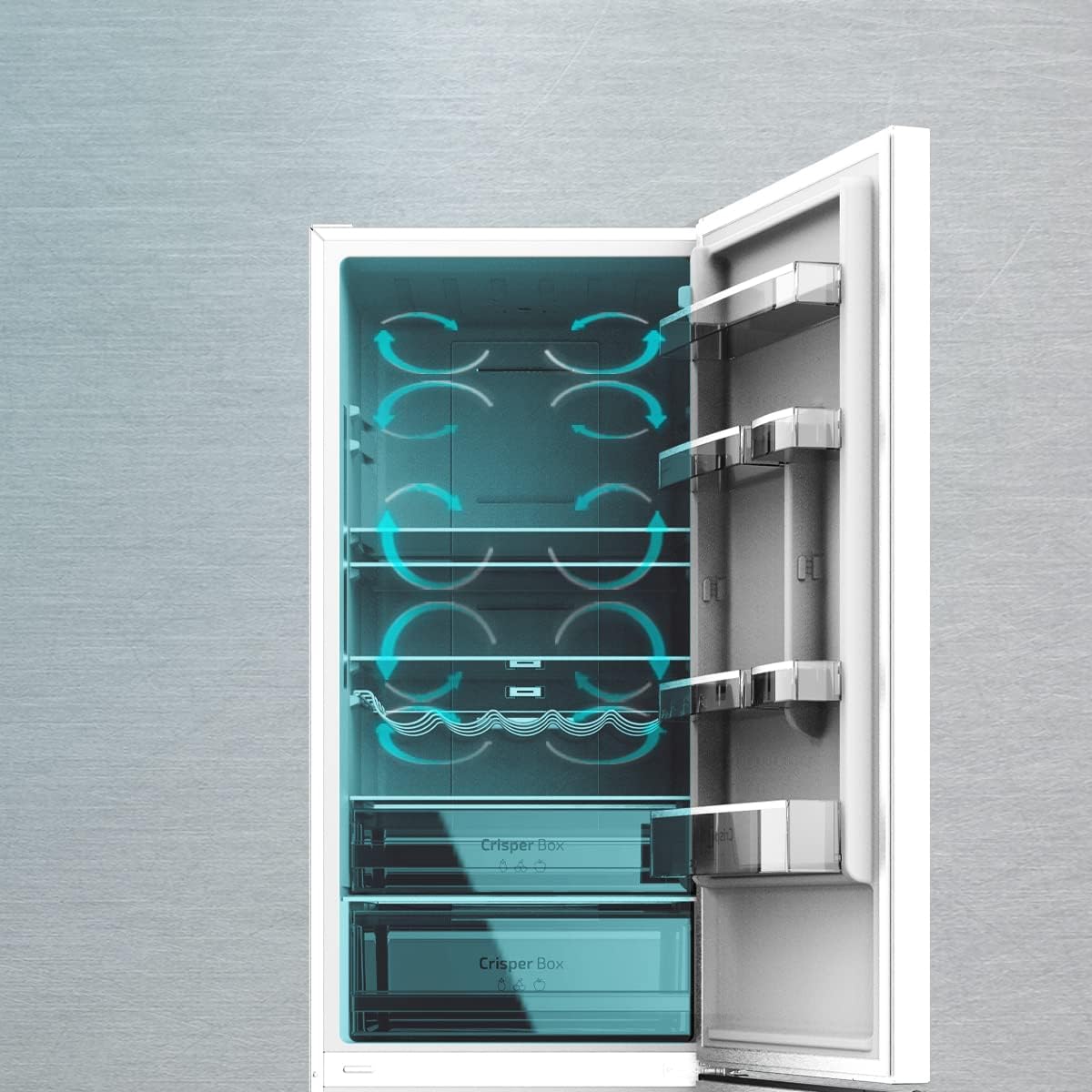 Cecotec Frigorífico Combi 2 portas de Bolero CoolMarket Combi 322 Inox D. 322 l, altura 185 e 60 cm de largura, baixo consumo, inversor do motor, sistema multi ar low, total sem gelo