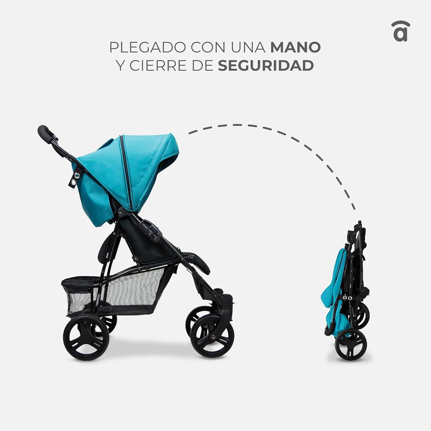 Asalvo CÁDIZ Cadeira de passeio ultra-leve, reclinável, capapta SPF50, arnês de 5 pontos, de 6 meses a 17 kg, cor petróleo