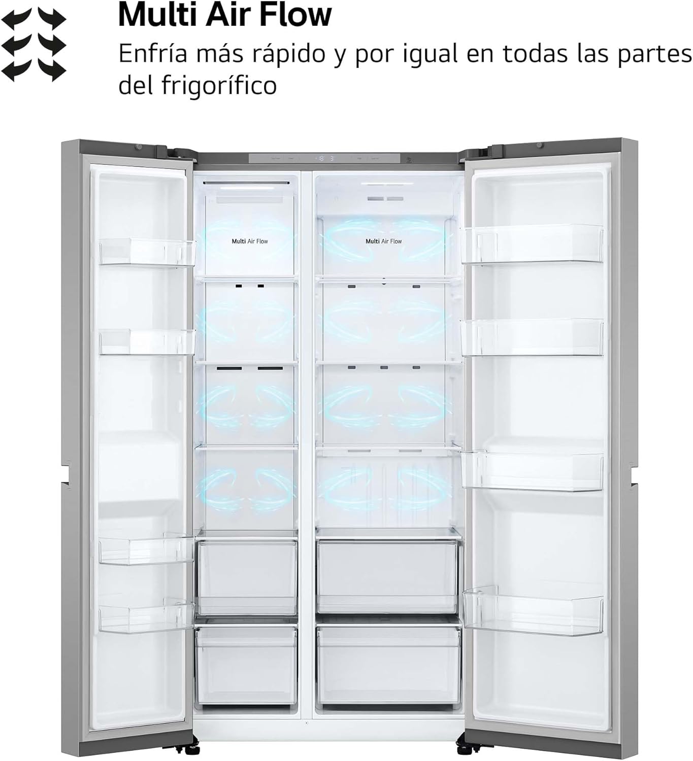 LG GSBC40PYPE Frigorífico Side by Side, série 400, Linear Cooling, multi AirFlow, classificação E, 641 l, Inox anti-impressões