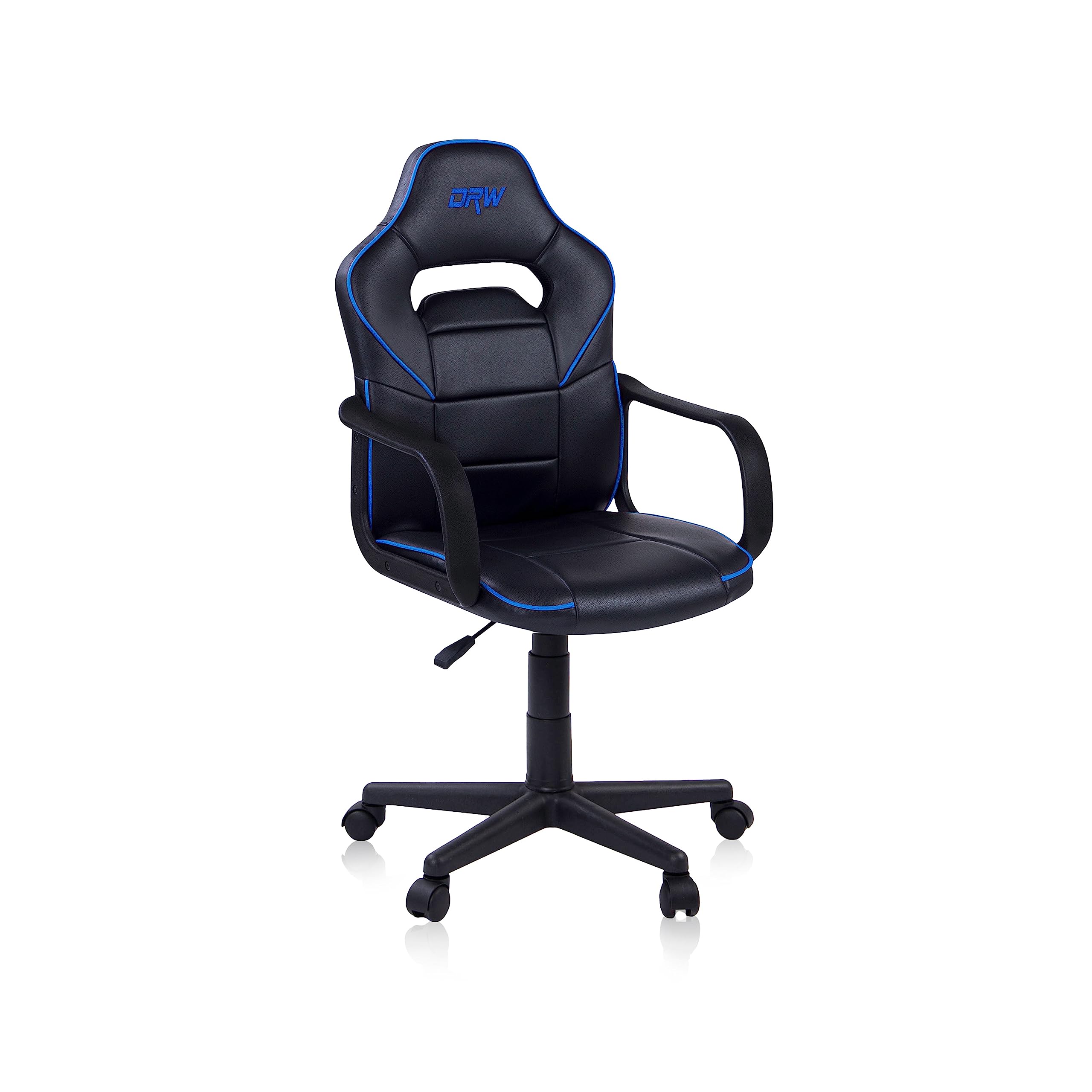 duehome | DRW, cadeira Gamer, cadeira de escritório, estúdio ou secretária, acabamento em silício pele branca e turquesa, medidas: 46,5 cm (largura) x 46 cm (comprimento) x 98-109,5 cm (altura)