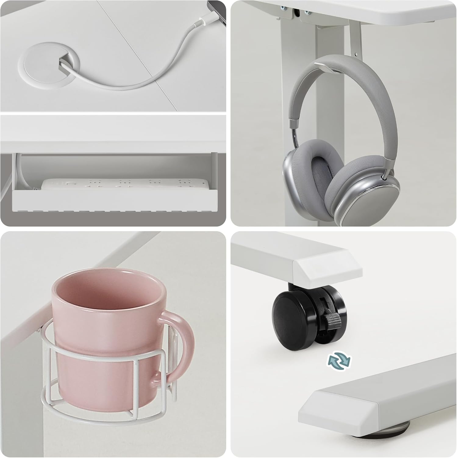 Mondeer Secretária sentada em pé, mesa elétrica regulável em altura 120 x 60 cm, com painel de controlo com funções de memórias para estudar quarto de trabalho, branco
