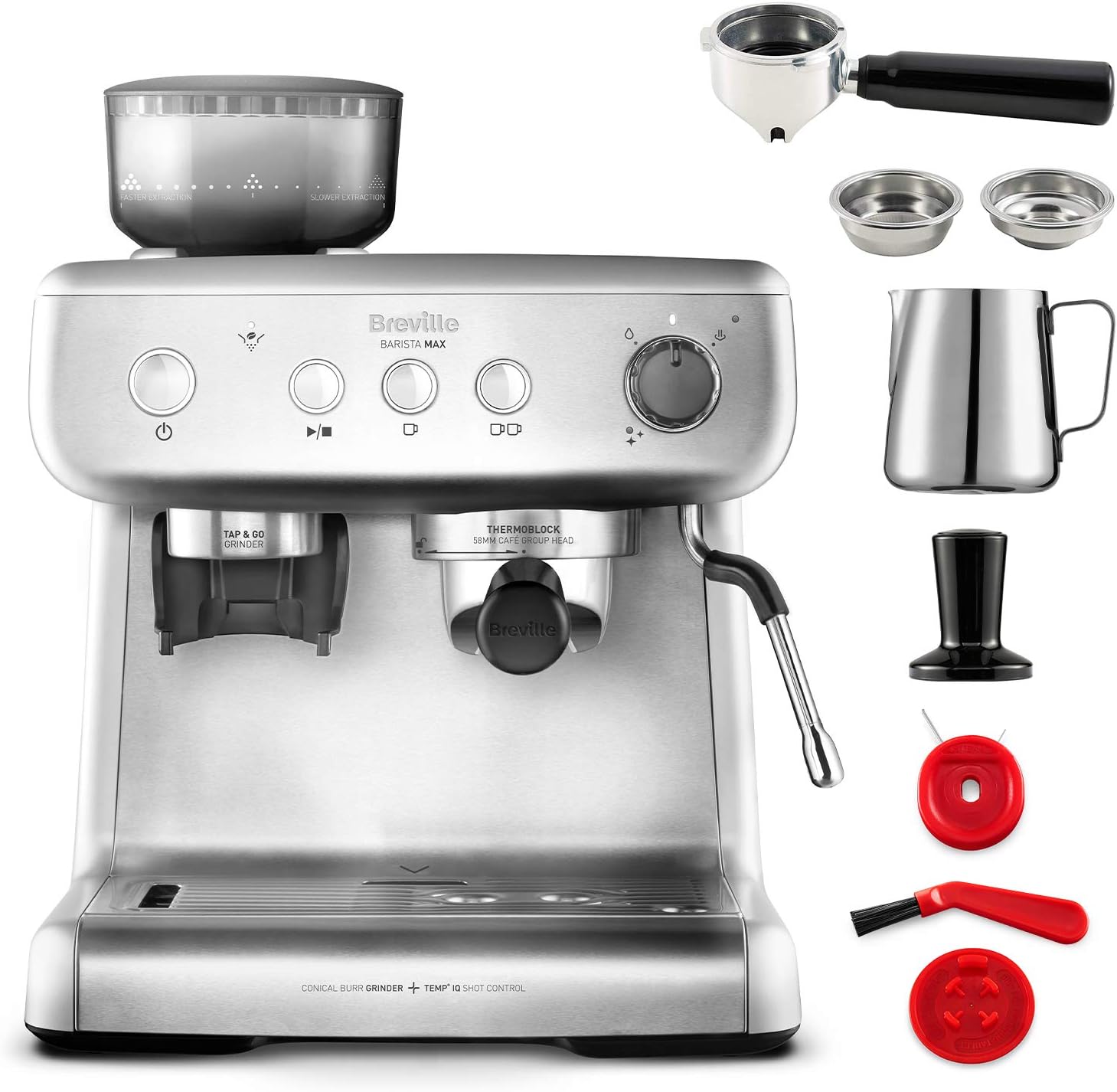 Breville Barista Max máquina de café expresso, totalmente automática com moinho integrado e bomba italiana de 15 bares [VCF126X]