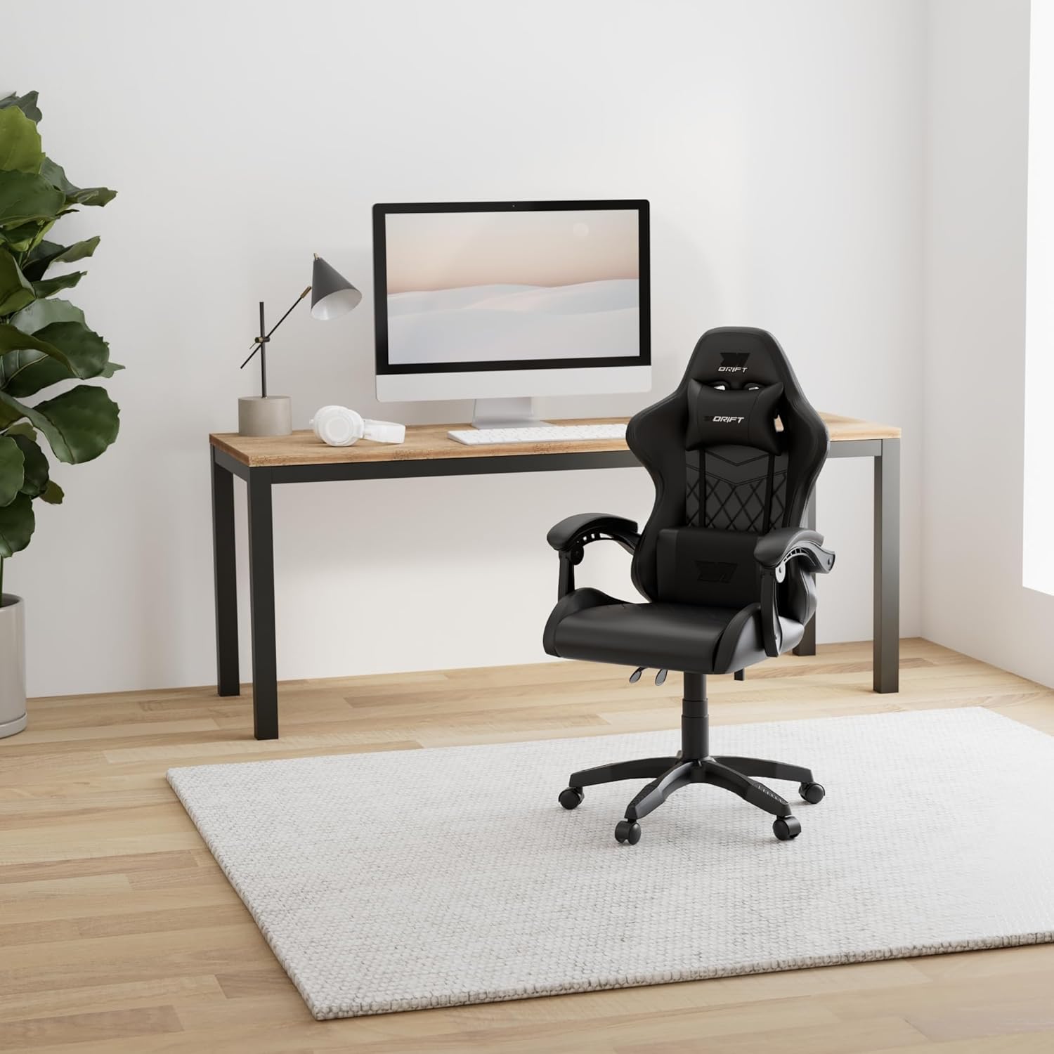 DRIFT GAMING DR35 Cadeira Gaming ergonómica profissional com apoios de braço 2D ajustáveis, suporte lombar e cervical, reclinável a 135°, estofada em couro sintético, rodas silenciosas, base robusta