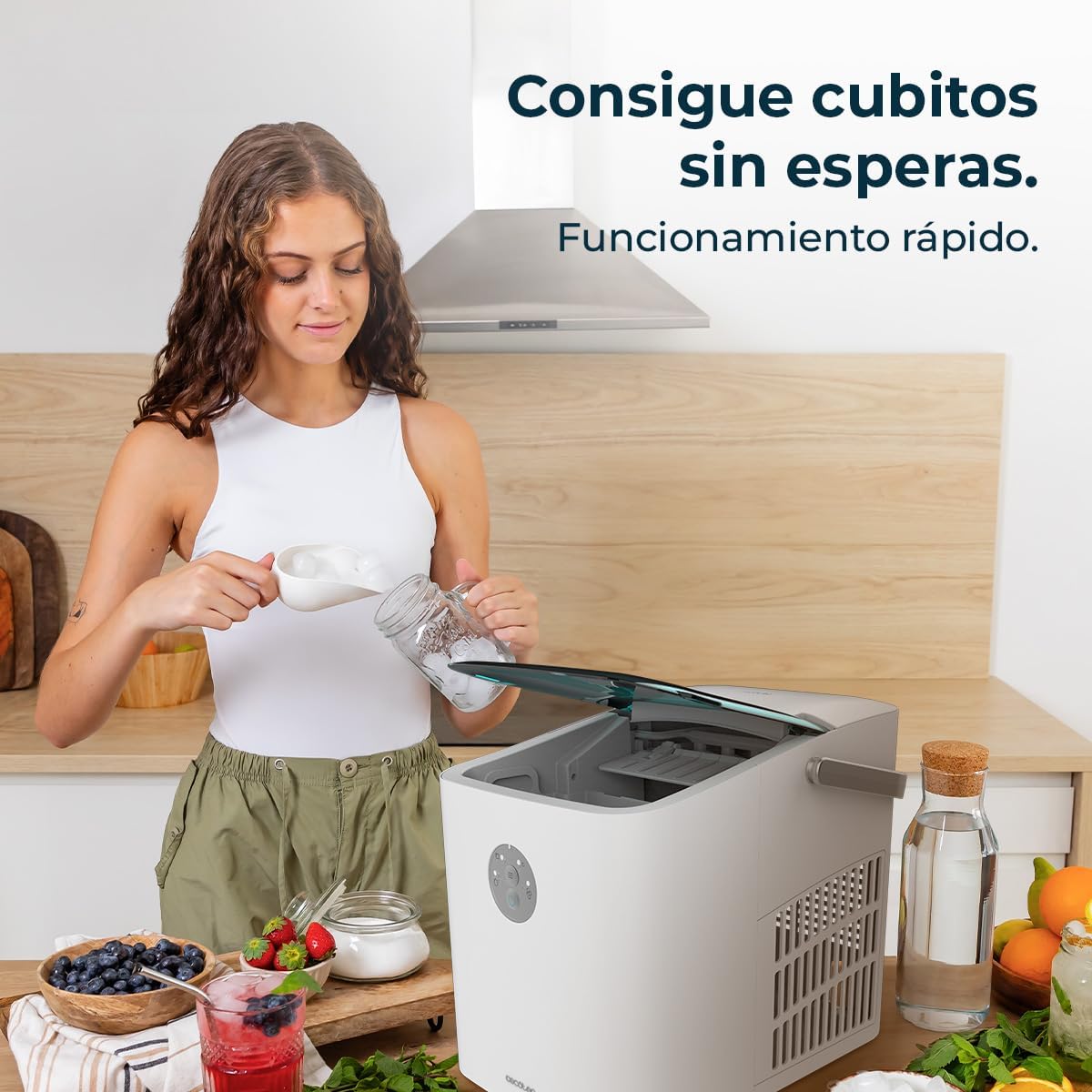 Cecotec Máquina de fazer gelo com janela, Ice Maker, Chillin' Ice 1200 Go 120 W, capacidade de produção diária de 12 kg, gelo em 6-8 minutos, 2 tamanhos de cubos, controlo simples