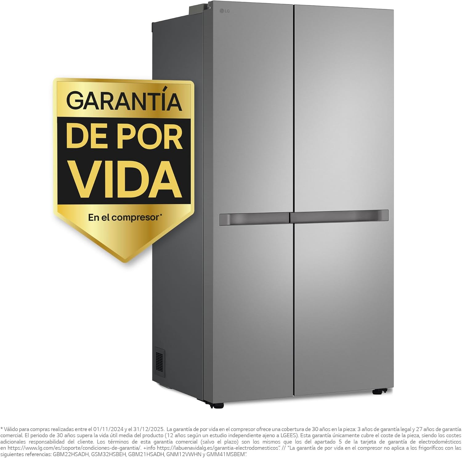 LG GSBC40PYPE Frigorífico Side by Side, série 400, Linear Cooling, multi AirFlow, classificação E, 641 l, Inox anti-impressões