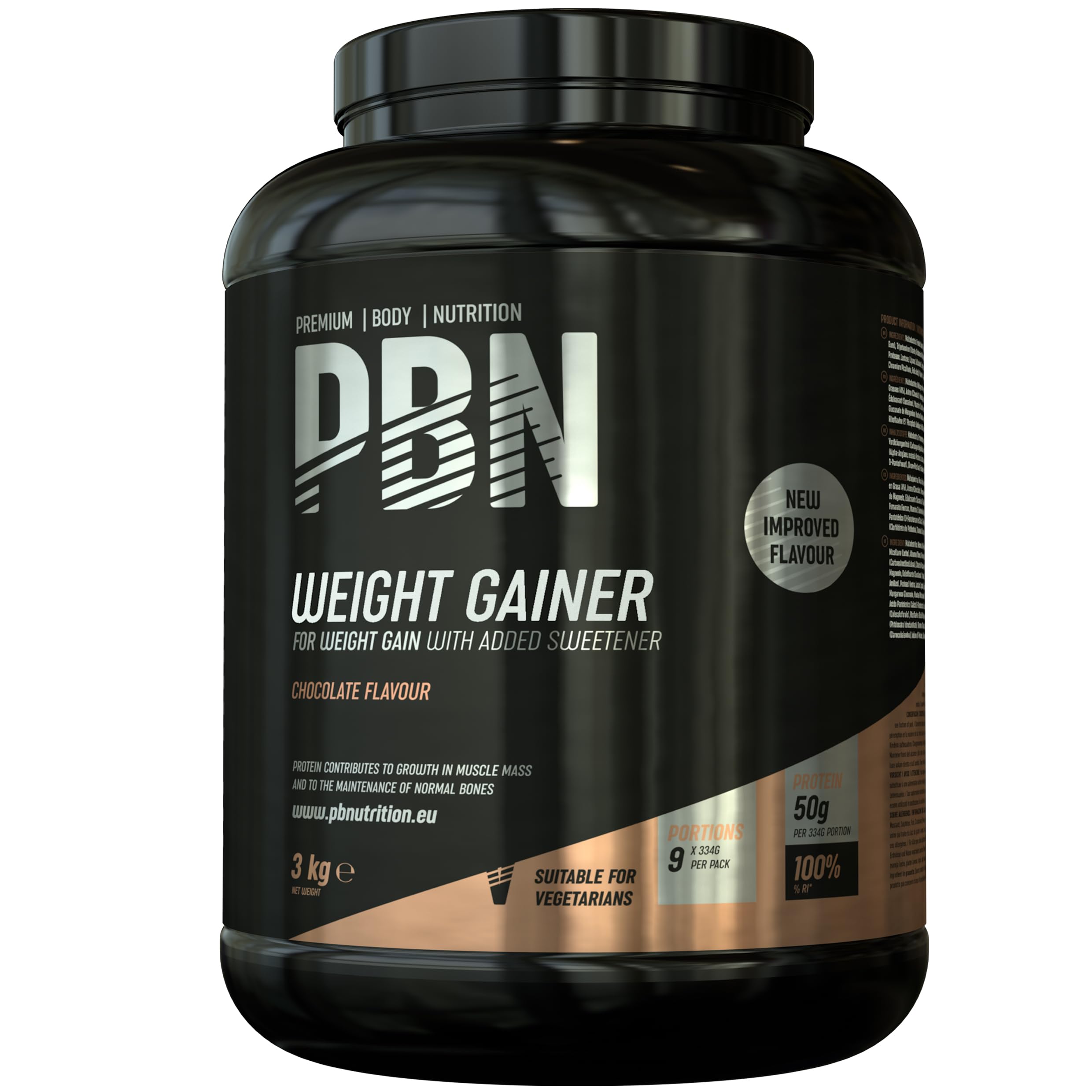 PBN Premium Body Nutrition Bota de vencedor de peso, 3 kg, sabor de bolachas, sabor otimizado