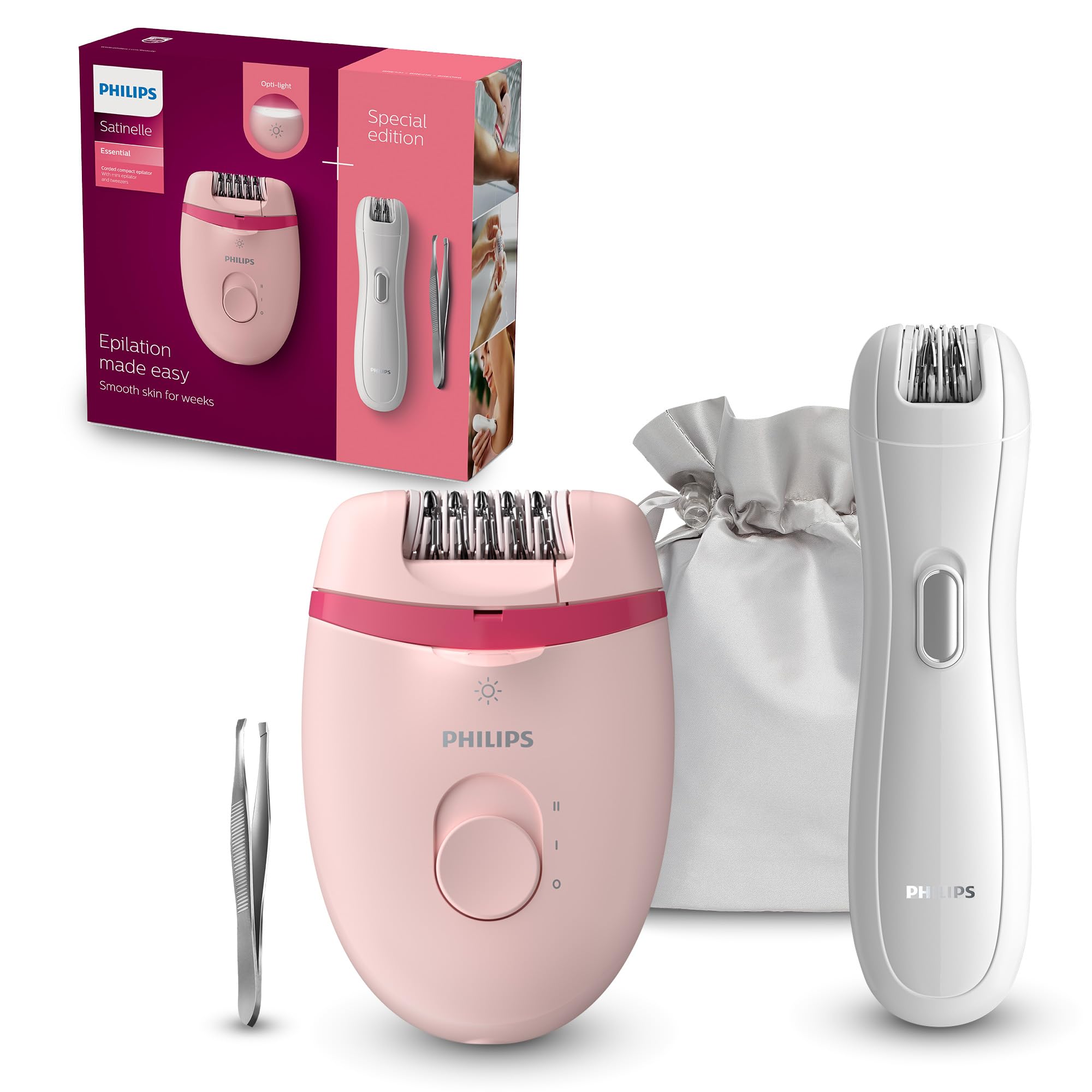 Philips Depiladora mulher Satinelle, compacta, 2 posições de velocidade, BRP275/30, branco