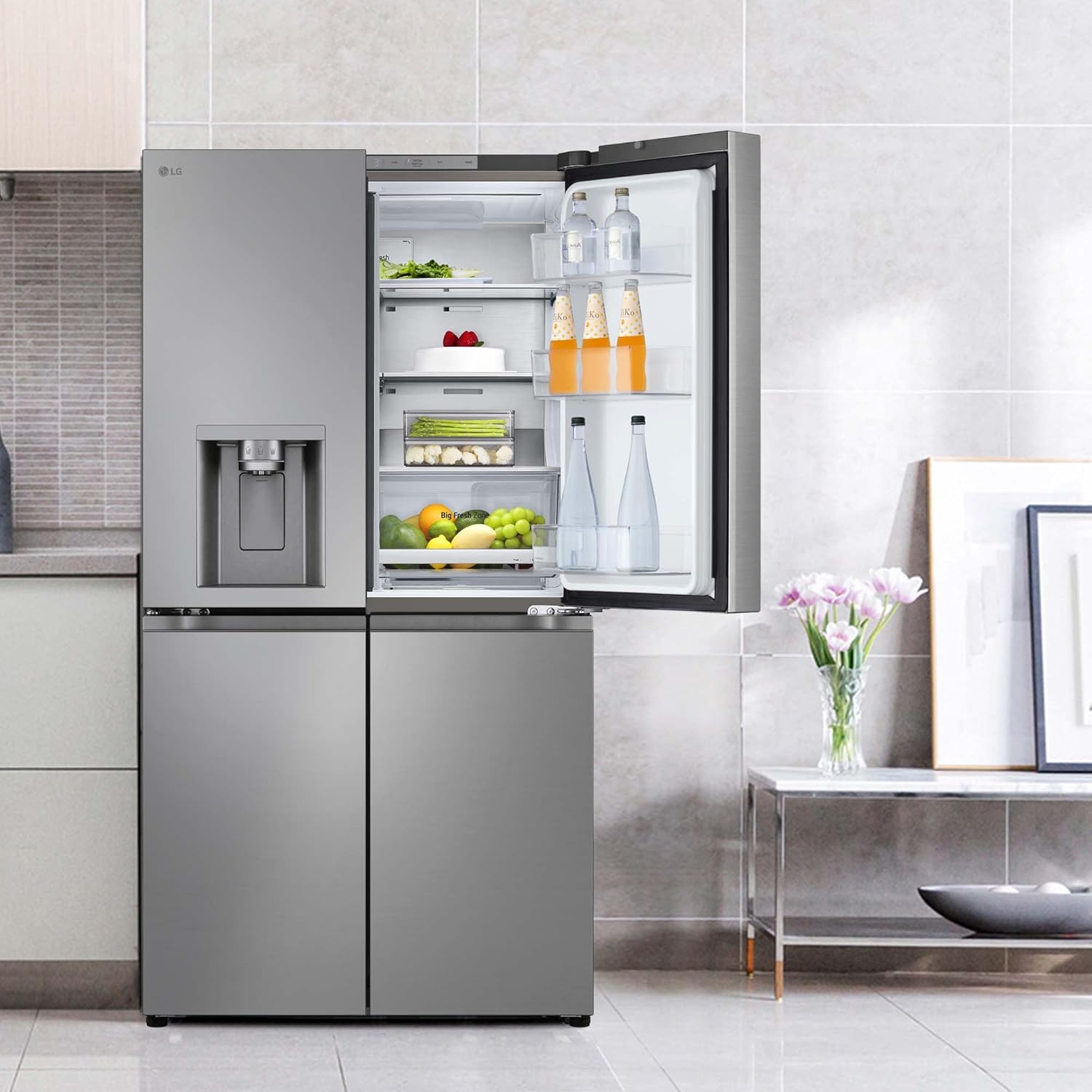 LG GML960PYBE - Frigorífico Americano, Nevera Americana Combi, Door Clooning+, Clasificación E, 641 L, Antihuellas, Color Inox