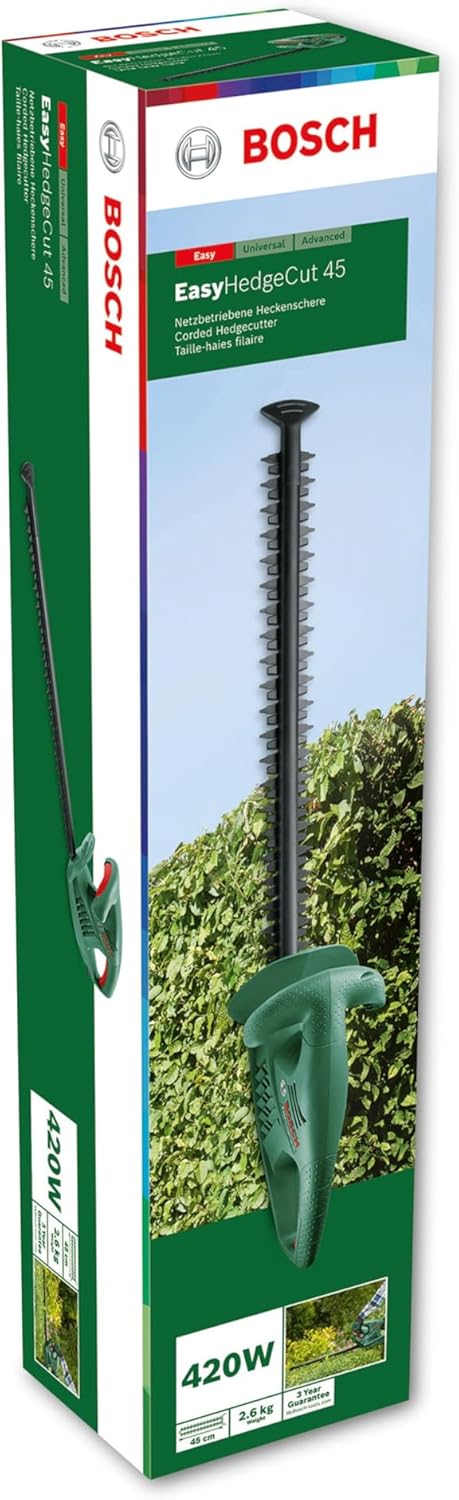 Bosch Tesoura corta-sebes elétrica EasyHedgeCut 45 (420 W, comprimento da lâmina de 45 cm, embalagem em caixa)