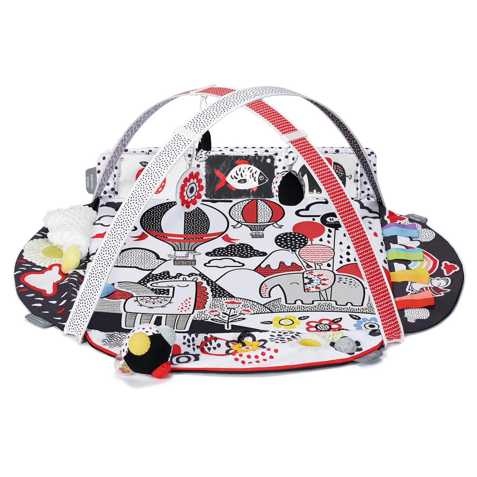 kk Kinderkraft SMARTPLAY Ginásio para bebé, tapete para crianças, tapete de bebé, 7 brinquedos, 20 bolas, 2 arcos, com acessórios, para bebé, multifuncional, piscina seca, multicolorido