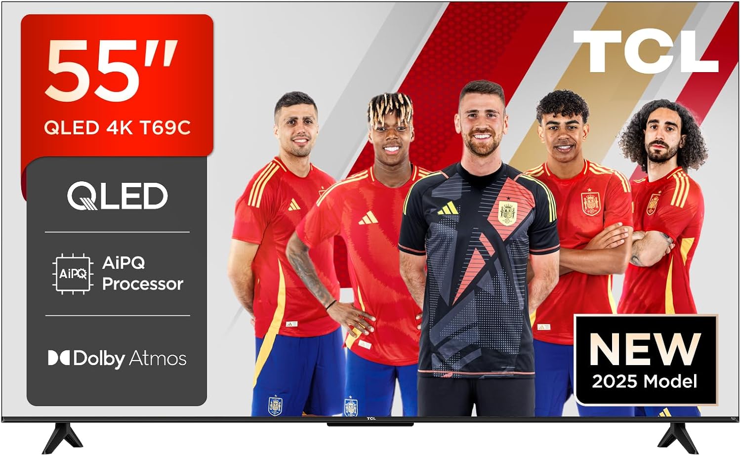 TCL 55T69C QLED 55", TV Direct LED, HDR 4K, Smart TV con Google TV (Dolby Vision y Atmos, Game Master, Motion Clarity, Compatible con Google Assistant y Alexa)