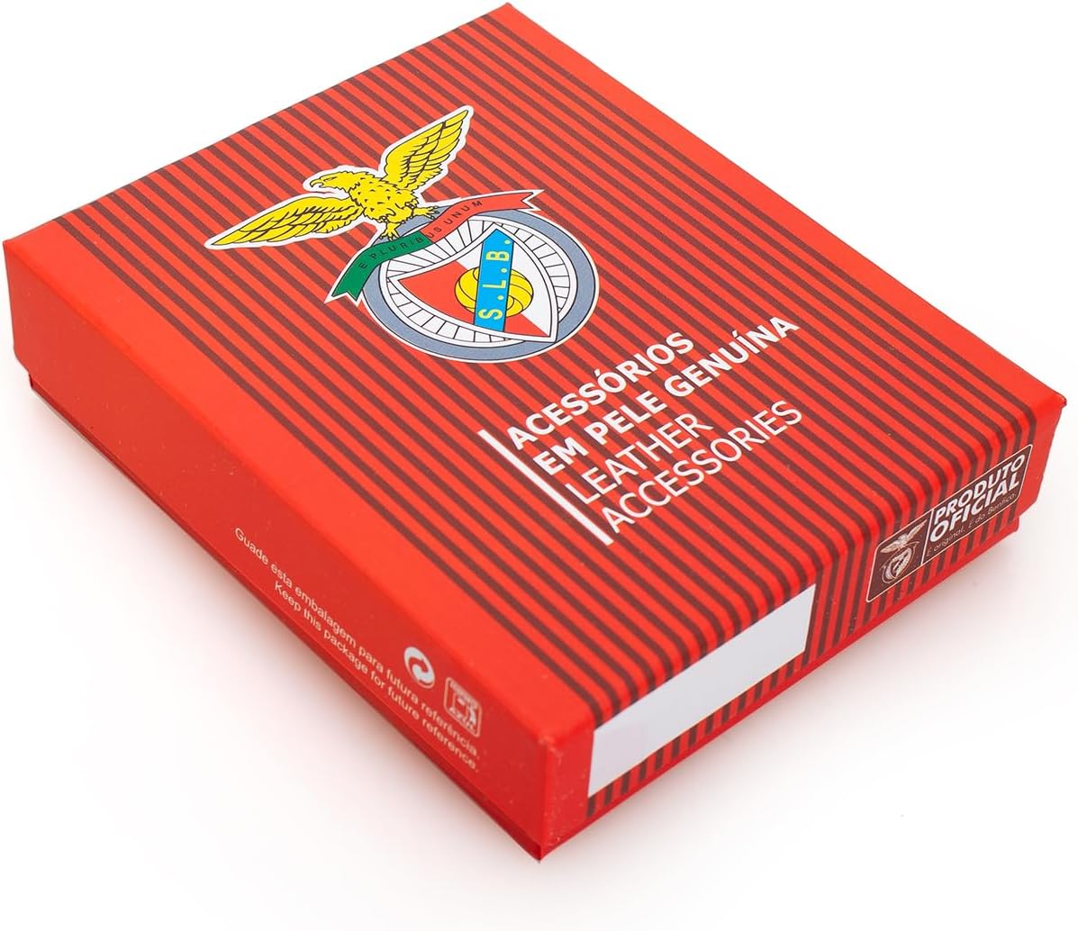 Benfica SL Porta-cartões de couro genuíno (castanho)