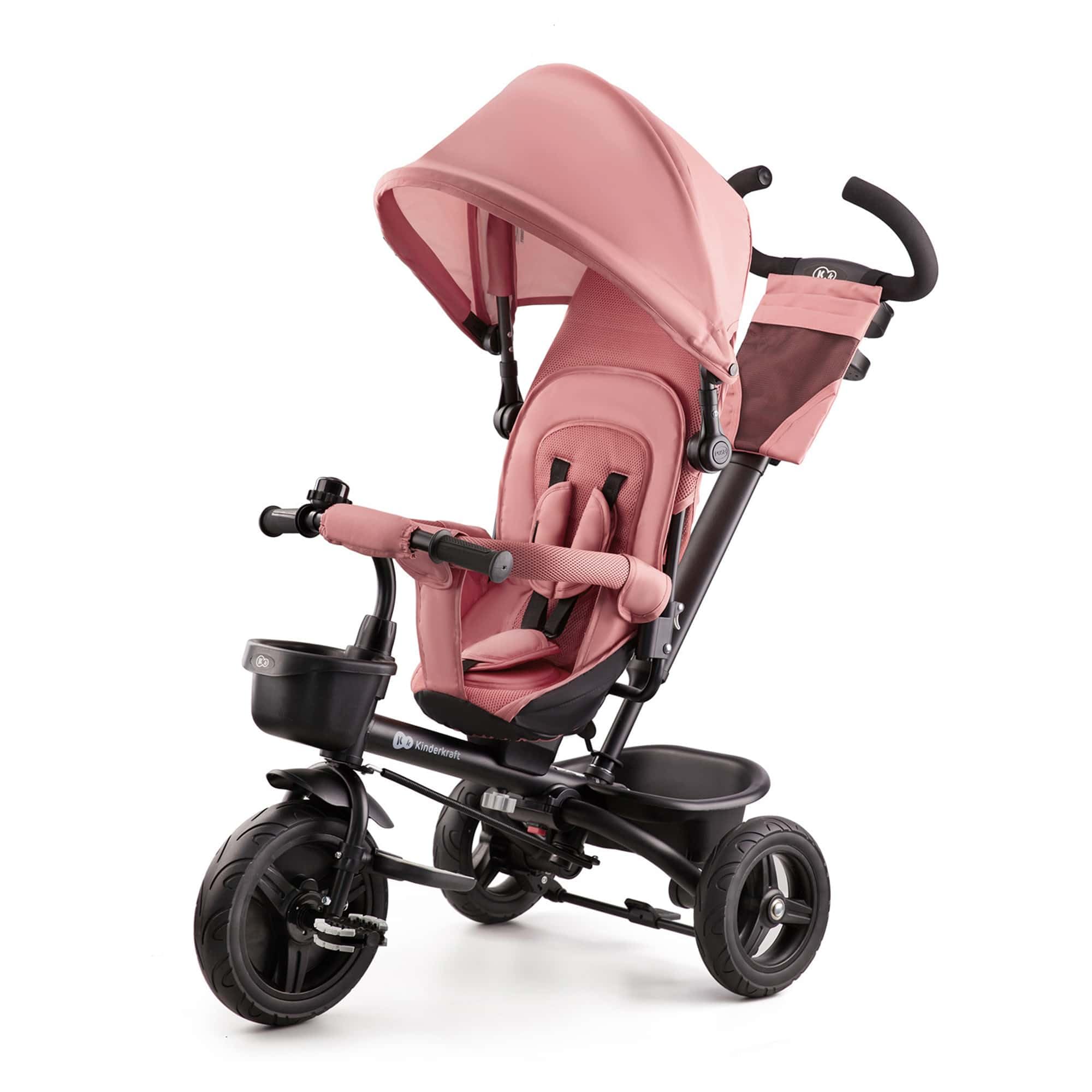 Kinderkraft AVEO Triciclo Bebé, Plegable, Trike, Bicicleta para Niños, Triciclo Evolutivo, Triciclo Sin Pedales, Bicicleta Bebe, Con Accesorios Práctico, Dos Cestas, 9 Meses a 25 kg, Verde