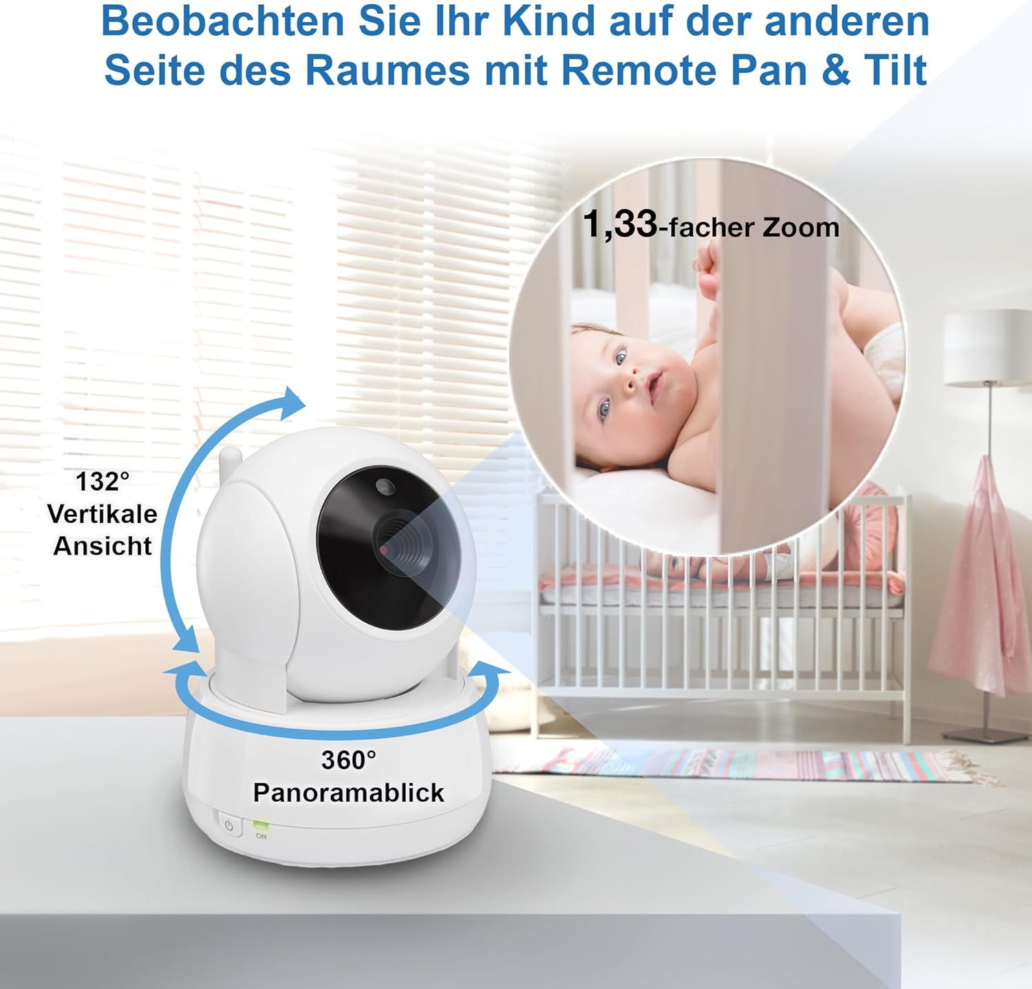 VTech VM924 Câmara de vigilância para bebé, 2600 mAh monitor de bebé com câmara de vigilância para bebés monitor sem fios de vídeo com LCD de 5" inteligente VOX visão noturna