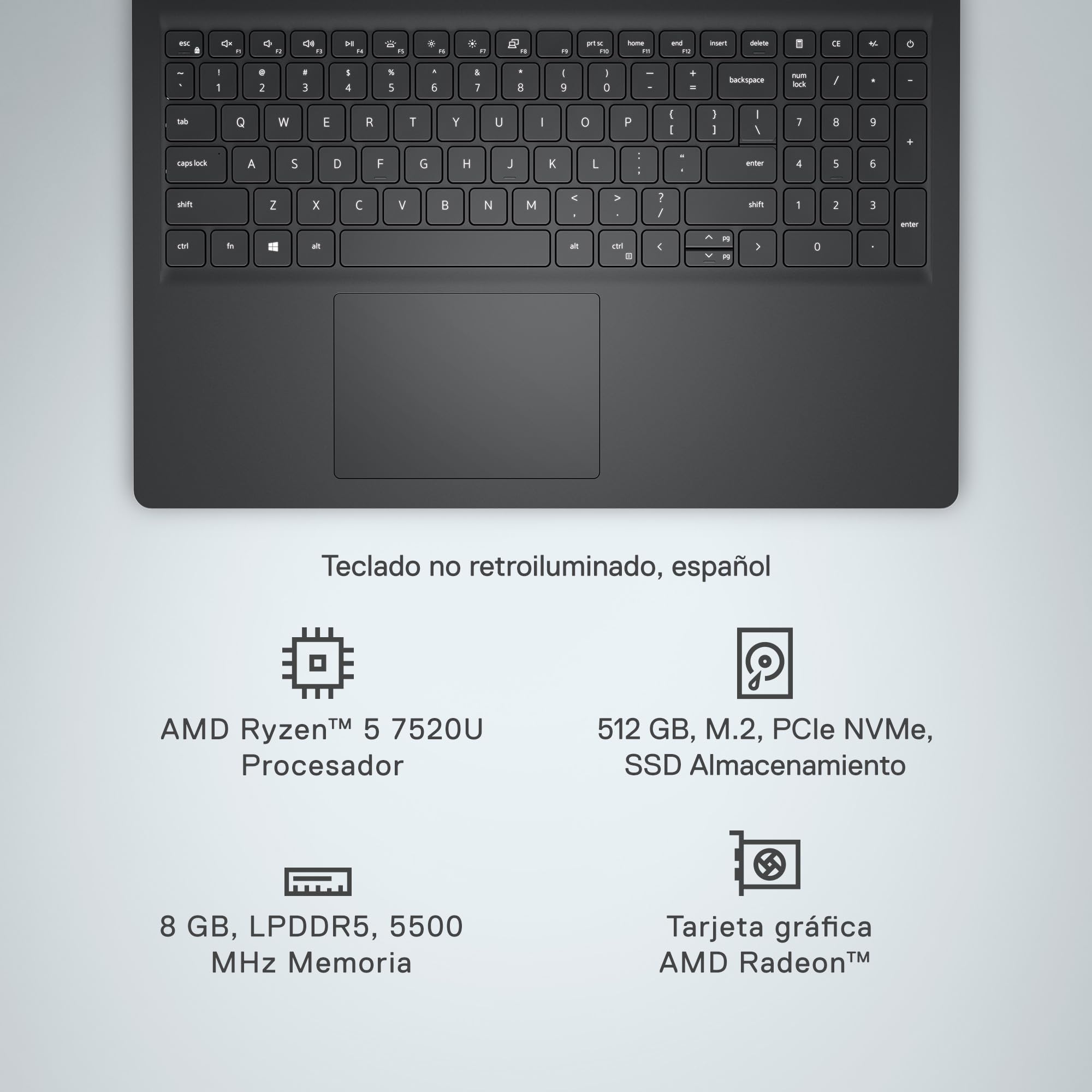 Portátil Dell Inspiron 15 3530 15,6" FHD 120 Hz, Intel Core i3-1305U, 8 GB de RAM DDR4, SSD de 256 GB, placa gráfica Intel UHD, Windows 11 Home, teclado QWERTY espanhol preto