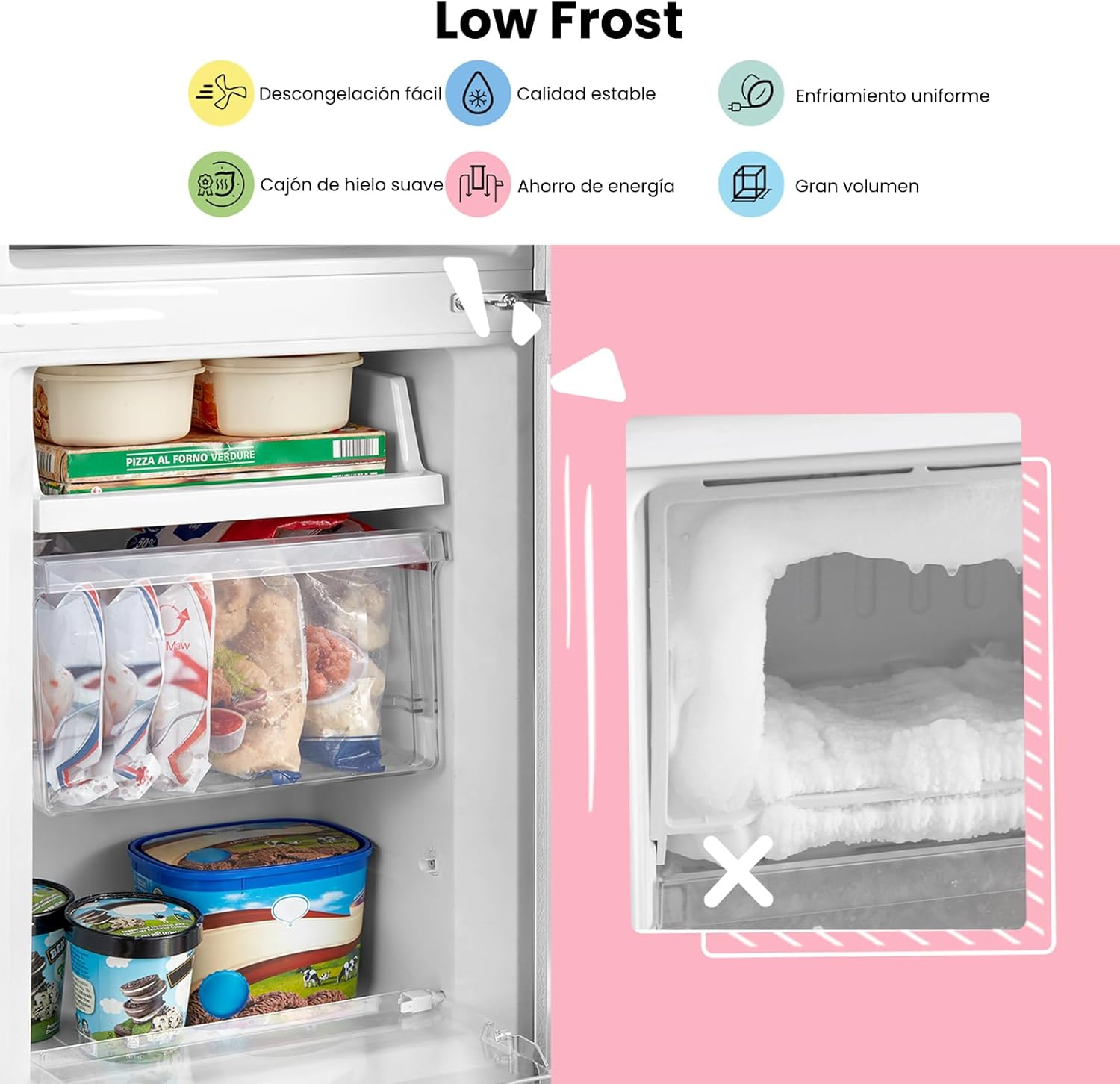 Comfee ' RCB169DK2(E) 174L frigorífico com congelador/altura 150 cm/Low Frost/temperatura ajustável do frigorífico/luz LED/195 kWh/ano/115L frigorífico/59L congelador/preto