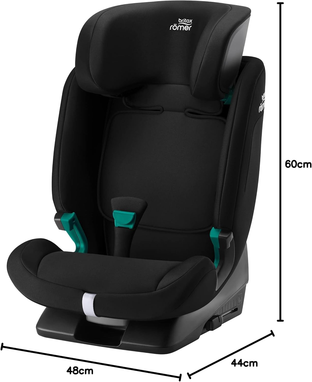 BRITAX RÖMER Silla Coche EVOLVAFIX, con ISOFIX, niños de 76-150 cm (i-Size), 15 meses a 12 años, Space Black