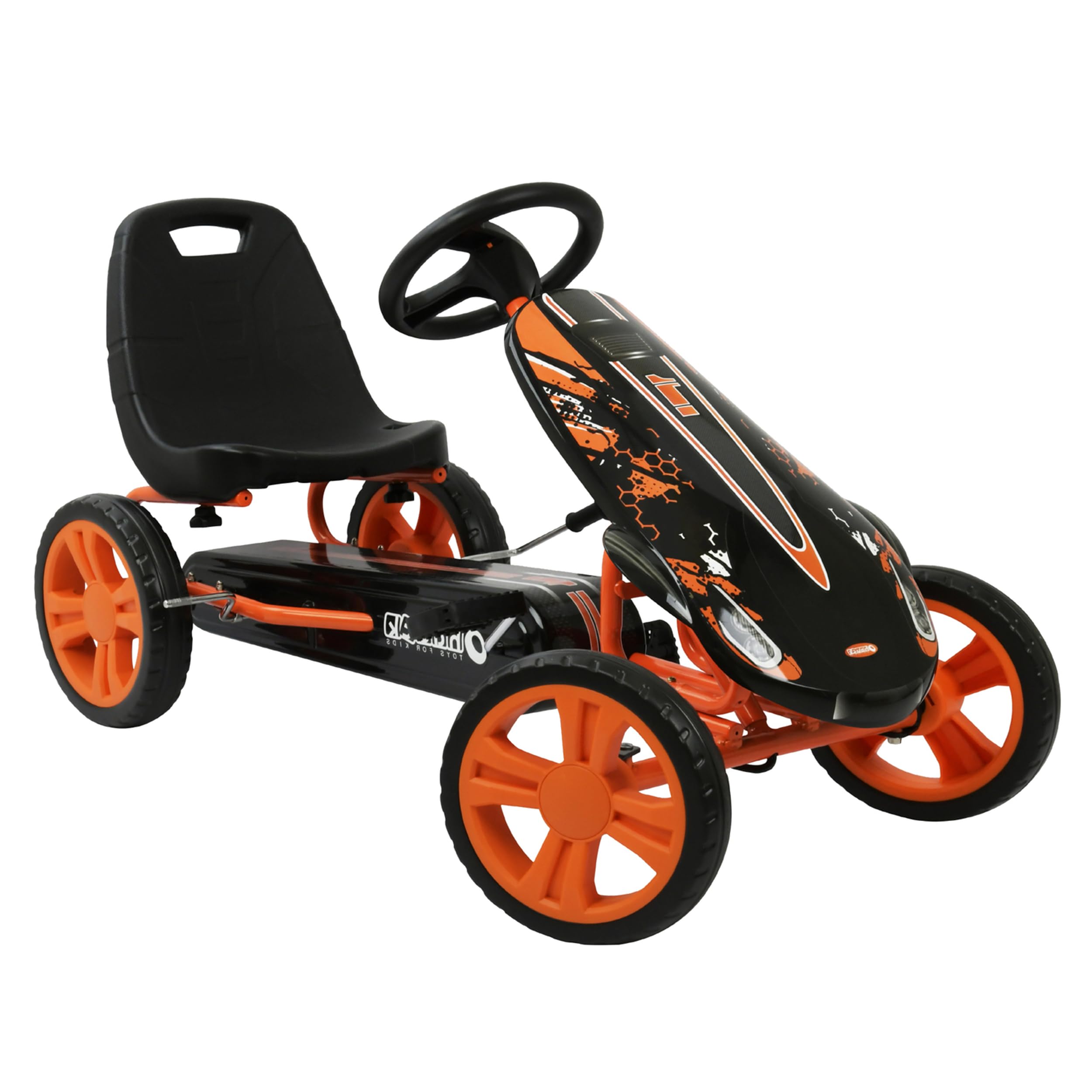 hauck Speedster Kart Pedais para crianças, Go Kart de 4 anos a 50 kg, travão de mão, assento ajustável em 3 posições, moldura de aço