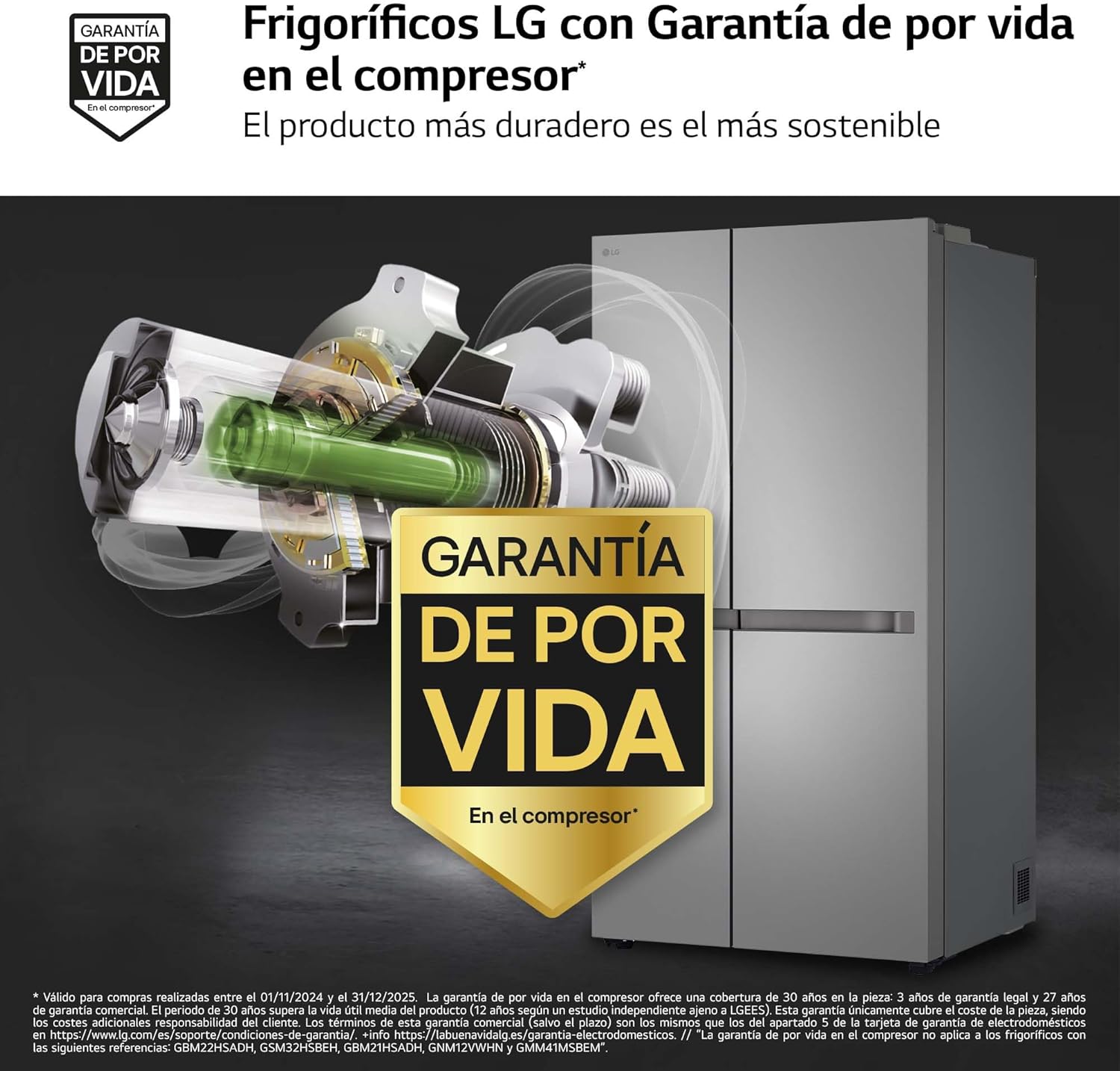 LG GSBC40PYPE Frigorífico Side by Side, série 400, Linear Cooling, multi AirFlow, classificação E, 641 l, Inox anti-impressões