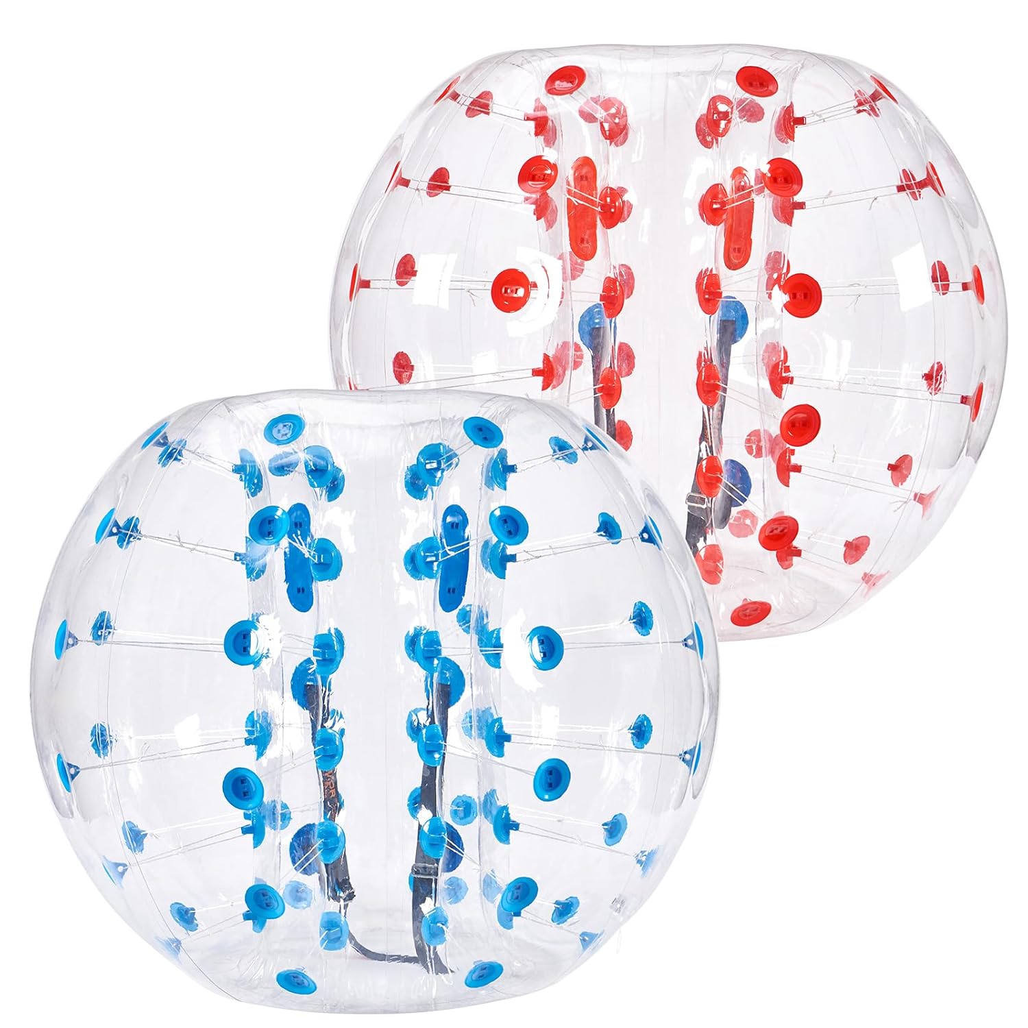 VEVOR 2 bolas de para-choques insufláveis de 1,5 m x 1,2 m, bola de recuperação insuflável com corpo de PVC para atividades ao ar livre, bola de para-choques insuflável de pontos vermelho e azul