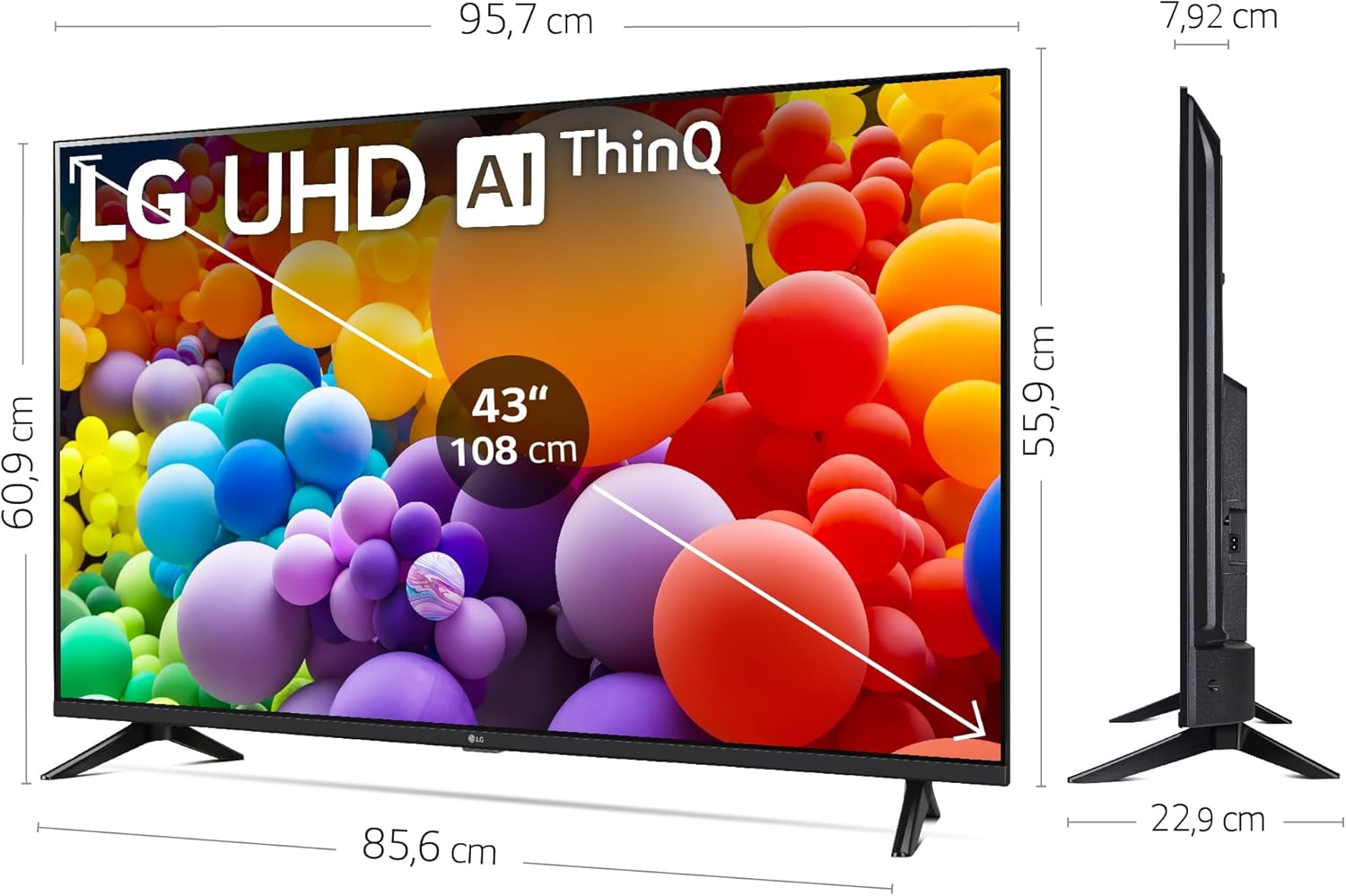 LG 43UT73006LA 43", UHD 4K, série UT73, Smart TV, WebOS24, Processador a5, HDR10, Dolby Digital Plus, SmartTV, 3840x2160, preto