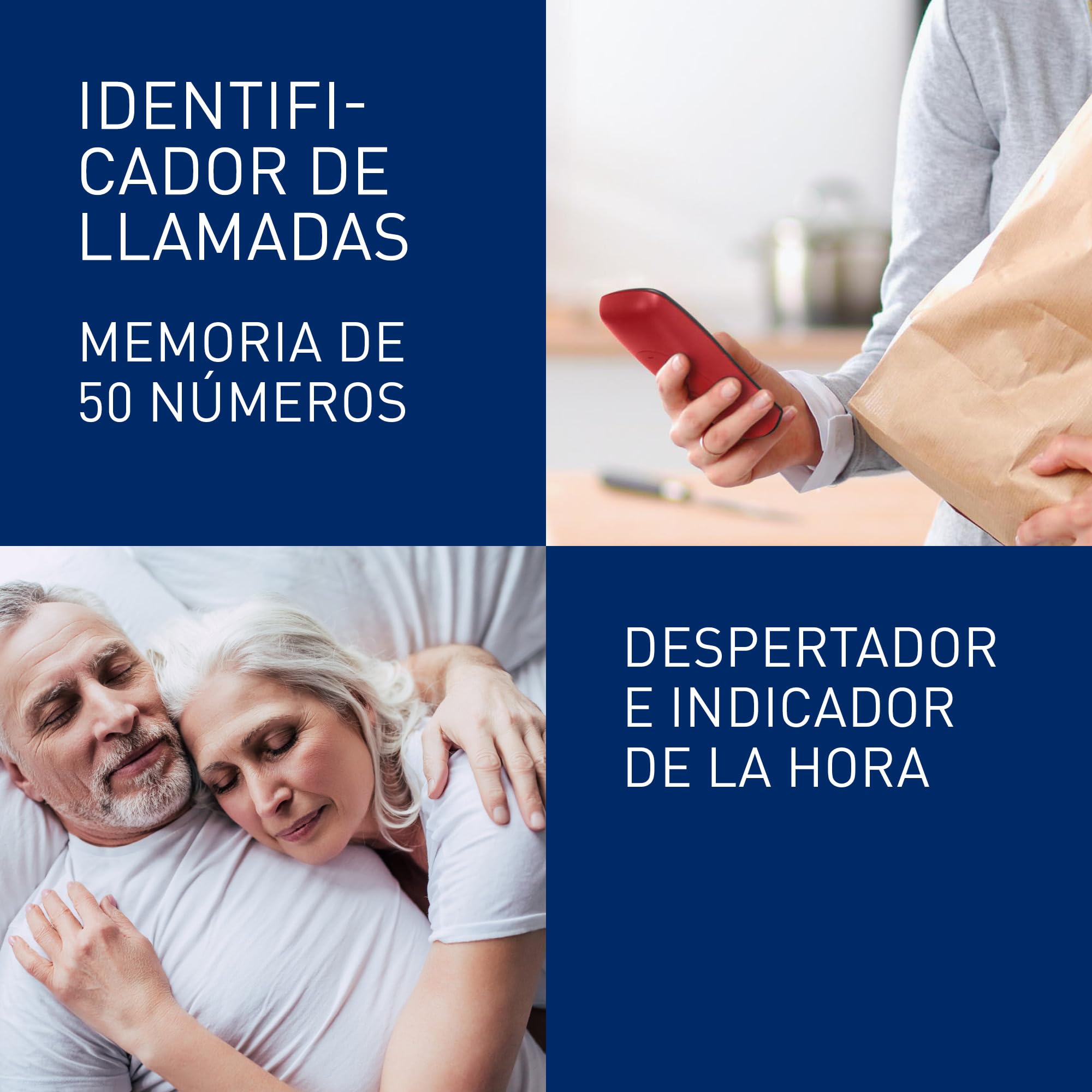 Panasonic KX-TG1612SPR Telefone sem fio digital DECT, unidade base e 2 auscultadores, identificador de chamadas, bateria de longa duração, ecrã LCD, agenda, rediscagem, despertador, vermelho