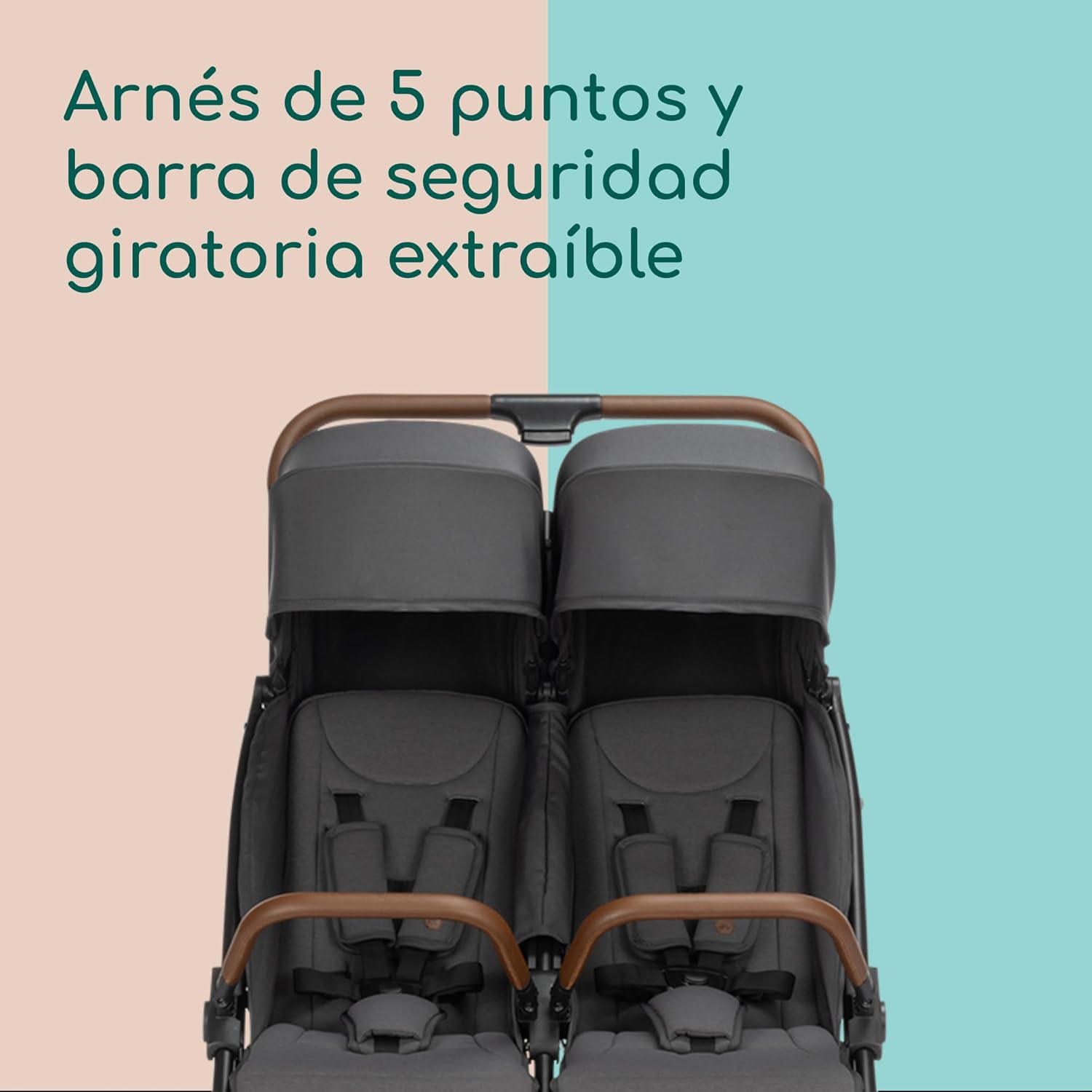 Bebeconfort Mane, carrinho de abotoar, 0 - 22 kg, dobrável automático, reclinação total, barras de segurança giratórias, arnês de 5 pontos, janela de malha, bolha impermeável, cesta (8 kg), Mineral