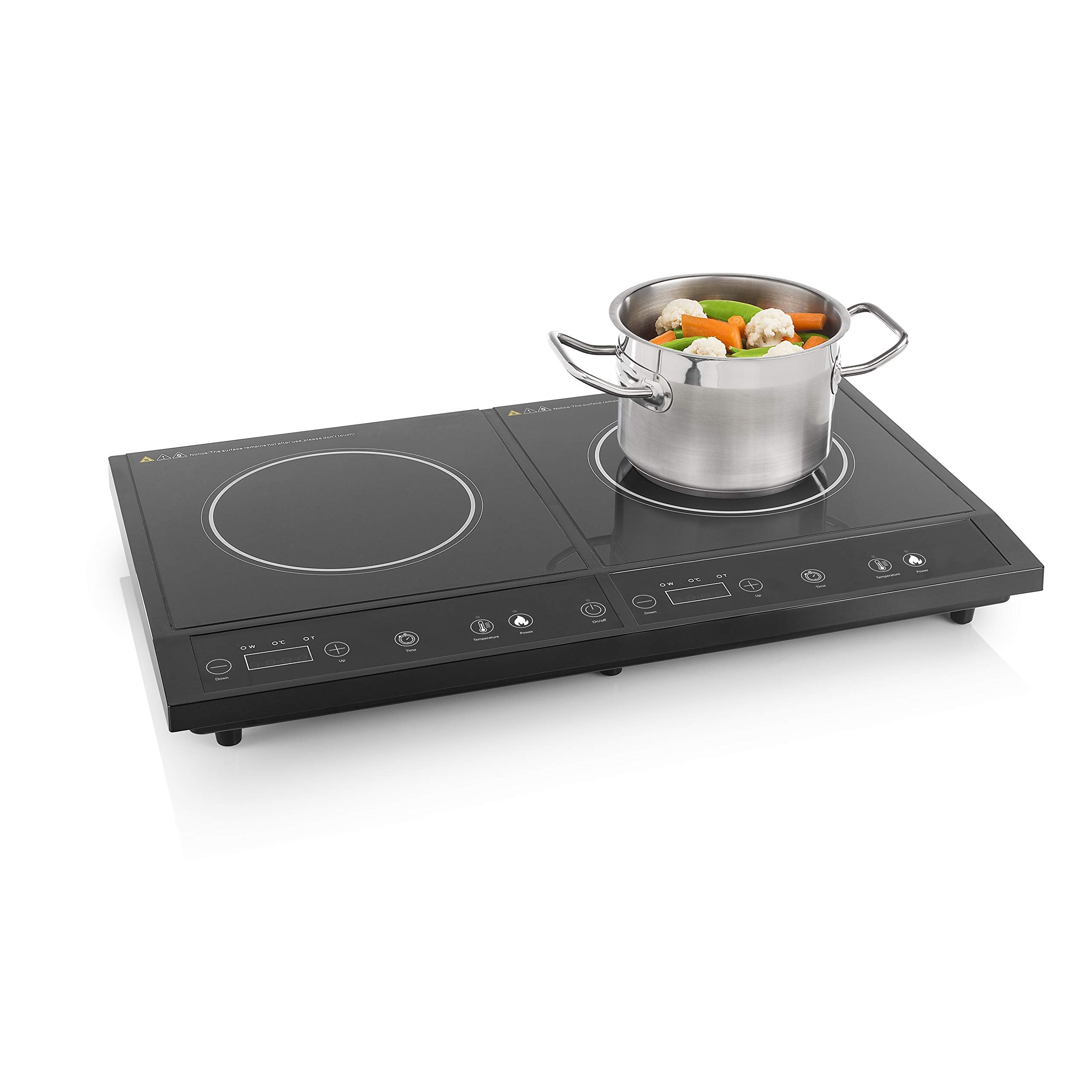Tristar Placa de inducción doble, ⌀19 y ⌀16 cm, 10 niveles de potencia, 3500 W, de bajo consumo, temporizador integrado, con protección contra sobrecalentamiento, IK-6162