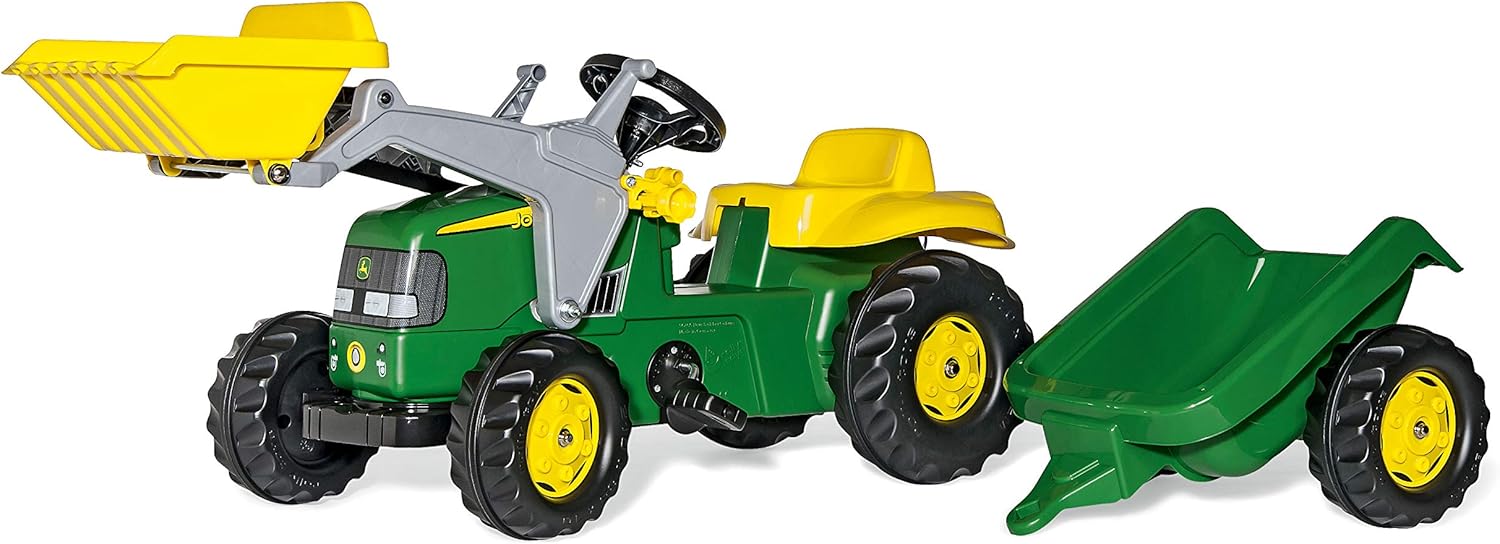 Rolly Toys 012190 - rollyKid John Deere (com reboque, direção da alavanca giratória, idade 2,5 - 5 anos, engate traseiro), verde