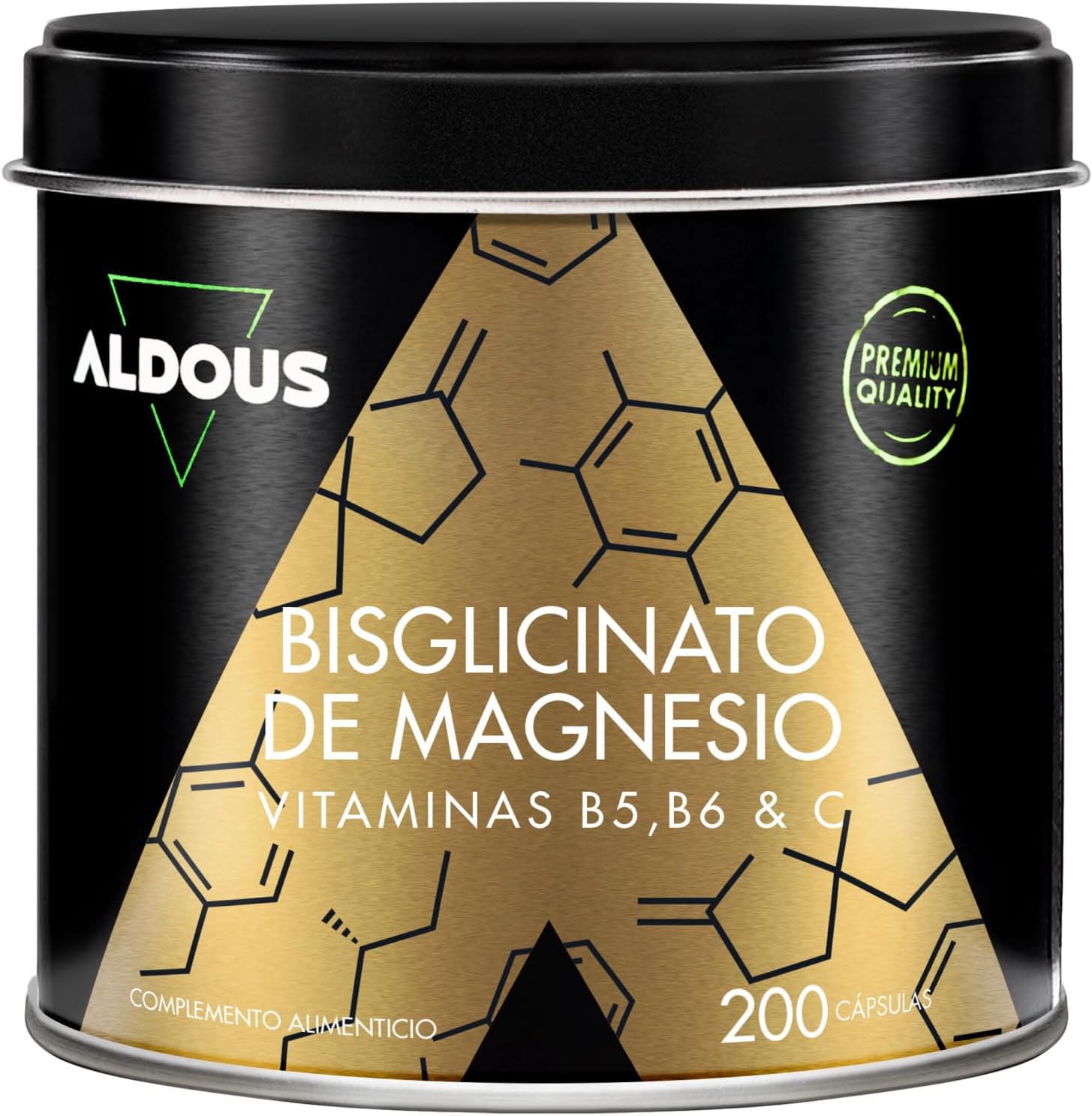 Bisglicinato de magnésio 200 cápsulas, vitamina C, B6, B5, magnésio alta biodisponibilidade, vitaminas para o cansaço e fadiga, ossos e articulações, músculos, glicinato, ALDOUS