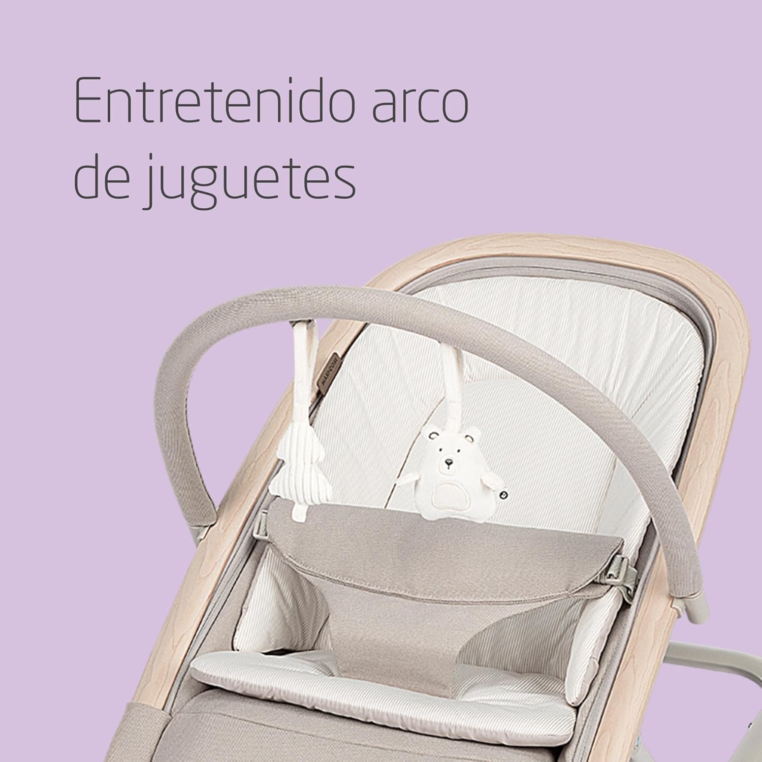 Maxi-Cosi Kori Rede de bebé 2 em 1 com arco de jogos, 0-2 anos, máx.15 kg, baloiço bebé, 3 posições de reclinação uma mão, leve e compacta, arnês fácil, Eco Care, Classic Bege