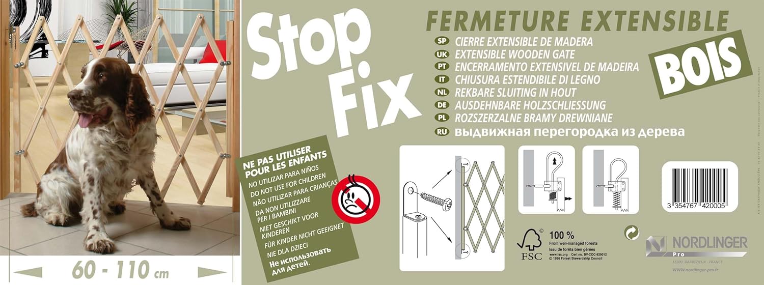 Nordlinger Pro 742000 Stop'Fix – Barreira para animais de madeira extensível