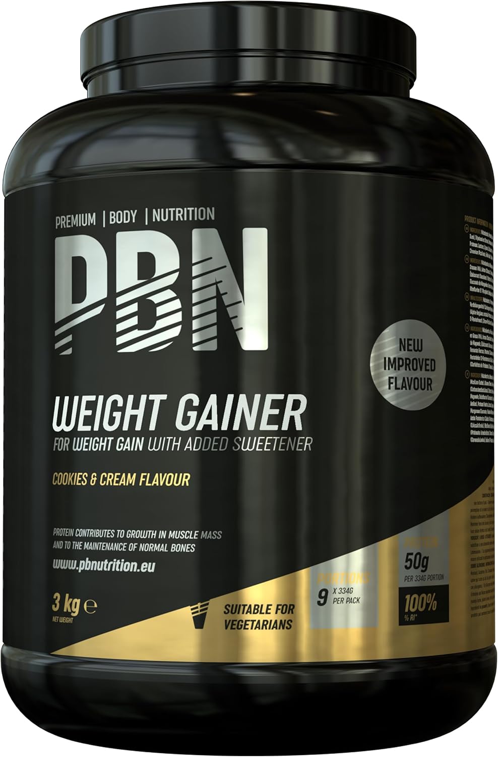 PBN Premium Body Nutrition Bota de vencedor de peso, 3 kg, sabor de bolachas, sabor otimizado