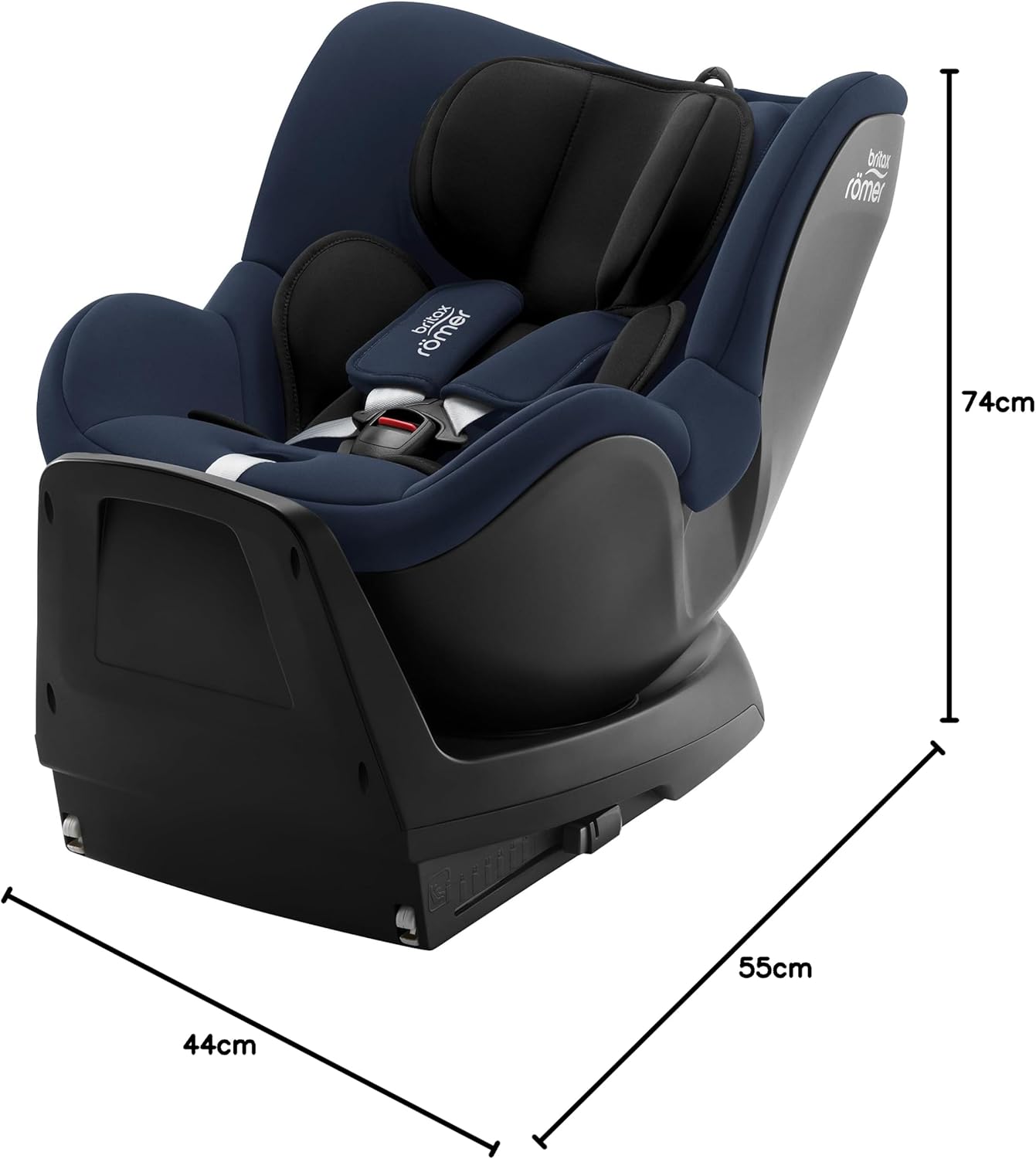 BRITAX RÖMER Silla de coche DUALFIX PLUS Giro de 360°, con reductor para recién nacidos y ISOFIX, niños de 40-105 cm (i-Size), de nacimiento hasta los 4 años, Night Blue