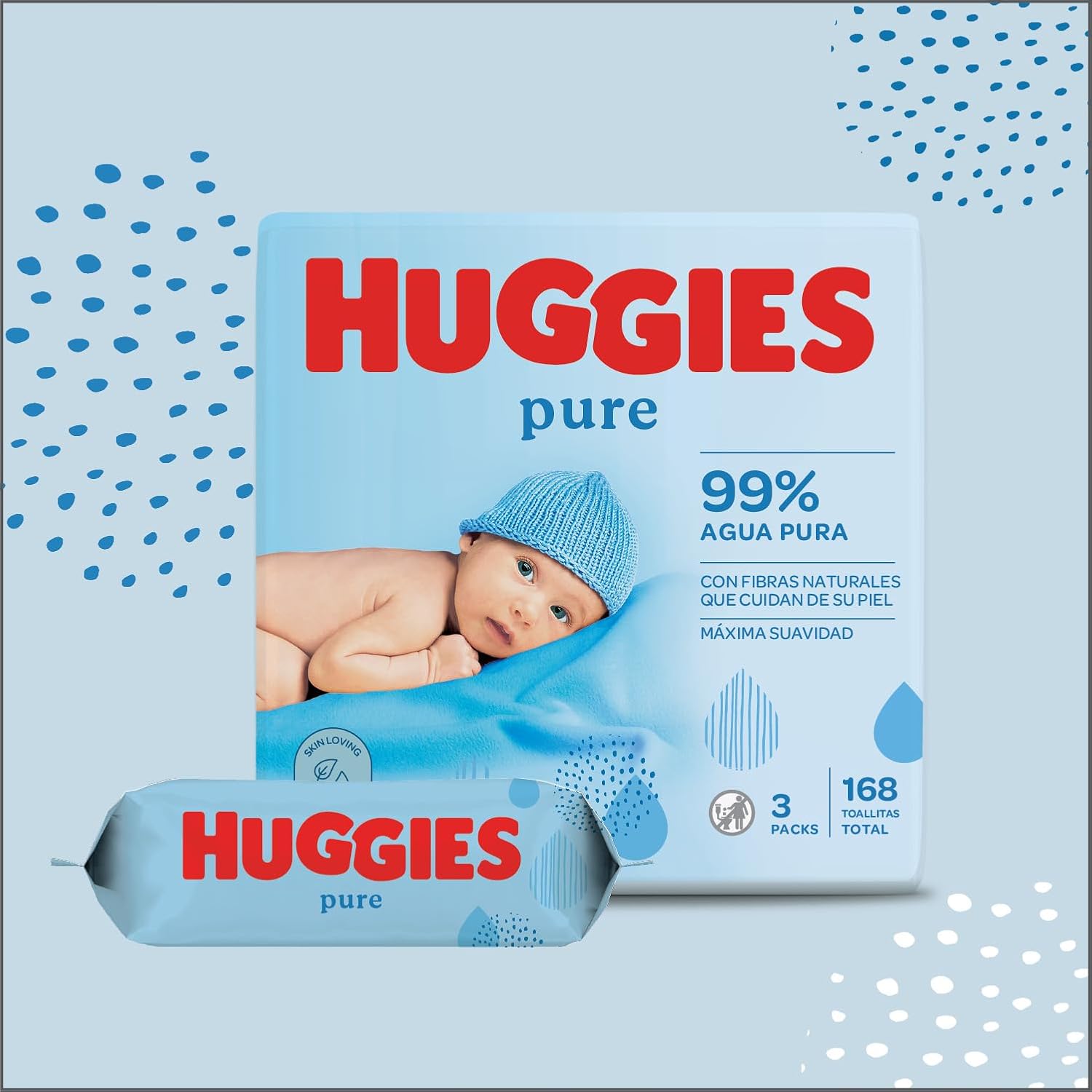 Huggies Pure, Toalhitas para bebé, 18 pacotes de 56 unidades (total 1008)
